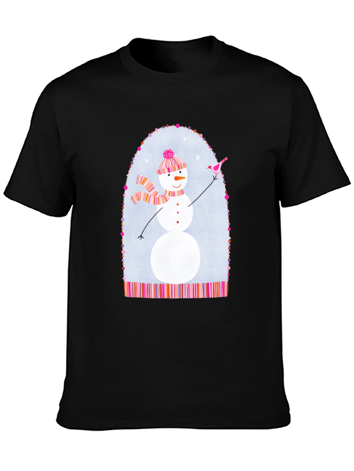 Black Snowman Graphic Tee - Festive Holiday Shirt view 3