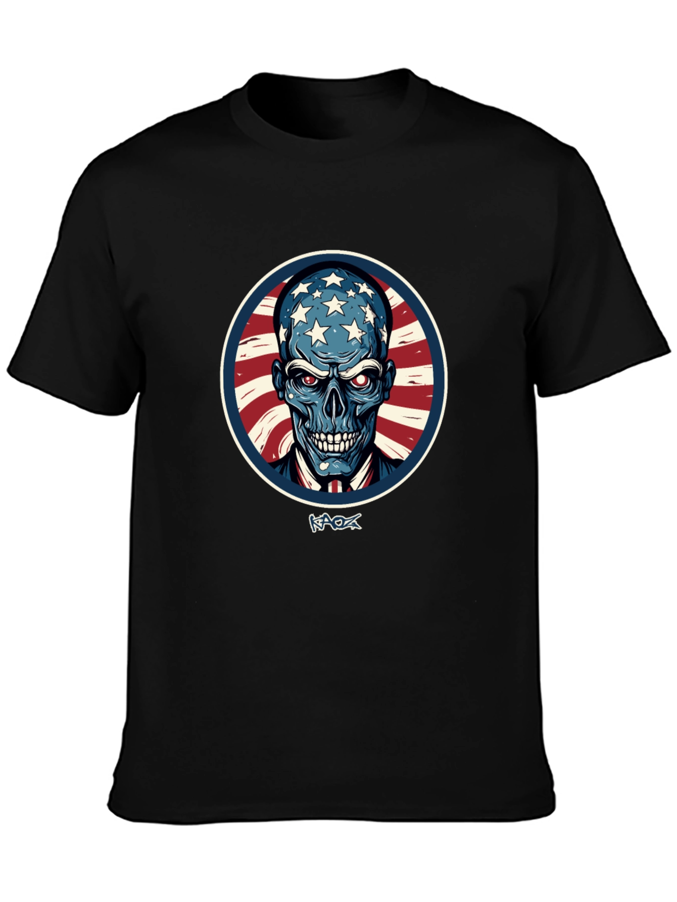 Black American Patriot Skull Graphic T-Shirt view 3