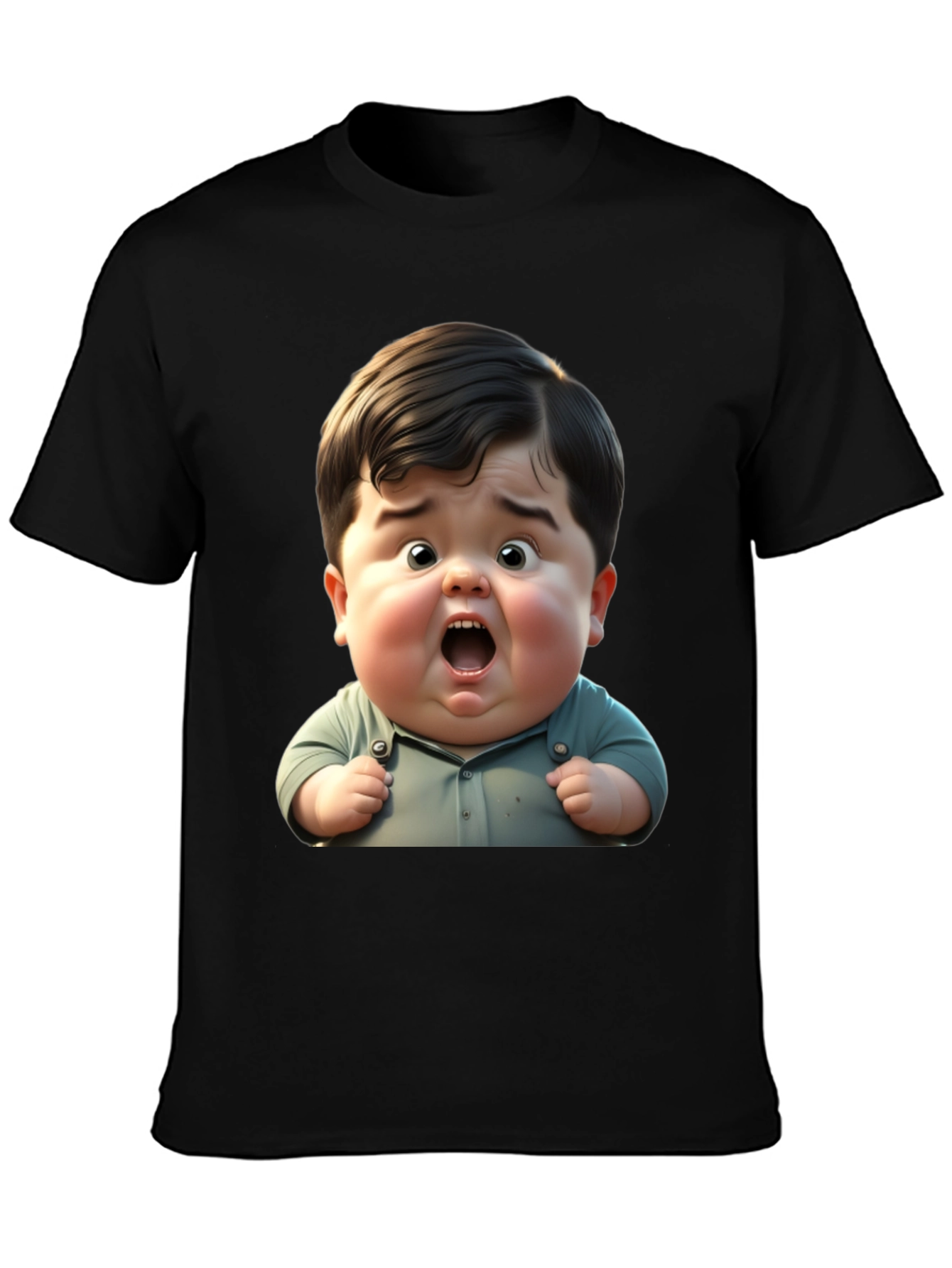 Black Funny Baby Graphic Black T-Shirt view 3