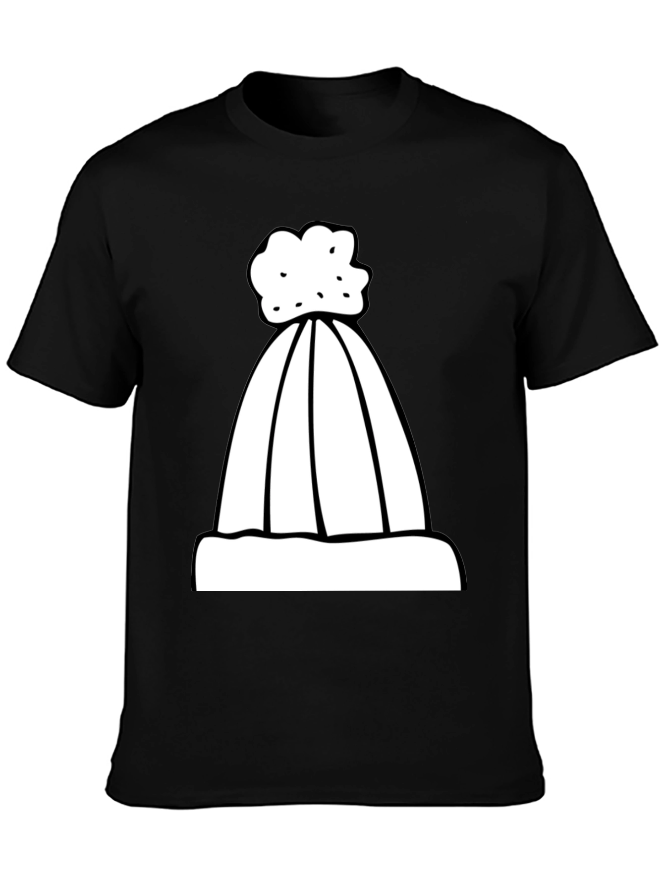 Black Winter Hat Graphic Tee - Stylish & Comfy Black T-Shirt view 3