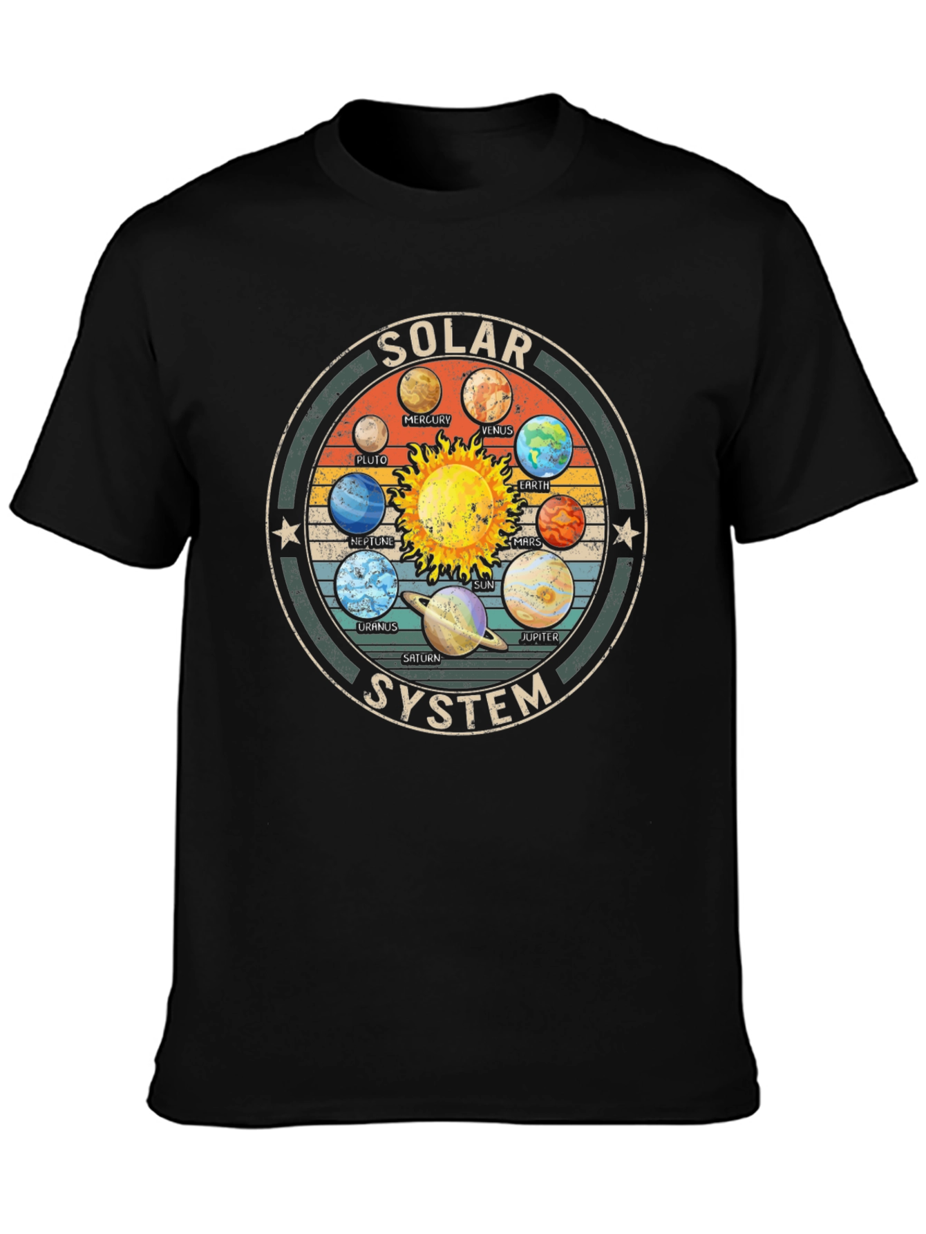 Black Solar System Graphic Tee - Vintage Style view 3