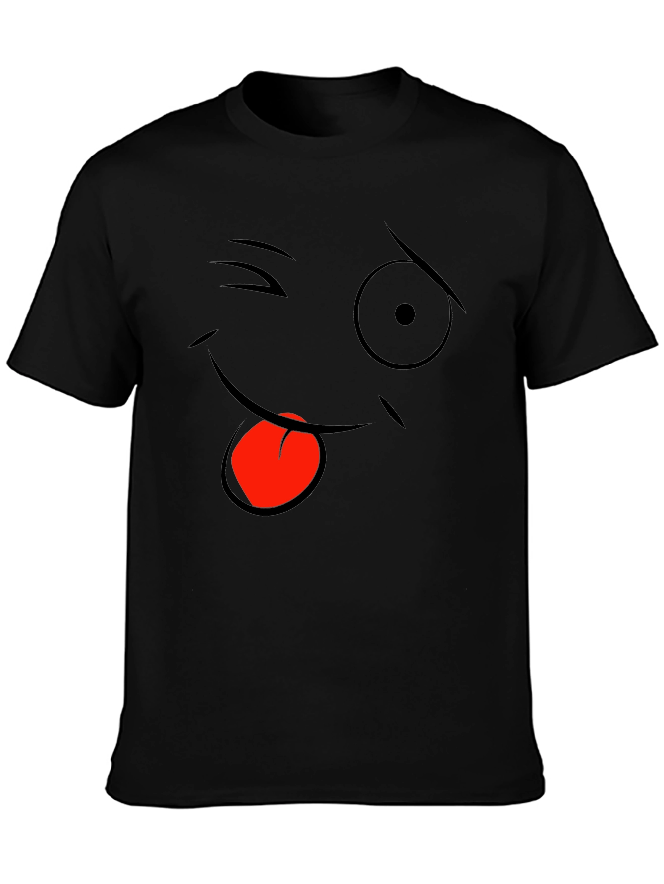 Black Funny Face Graphic Black T-Shirt view 3