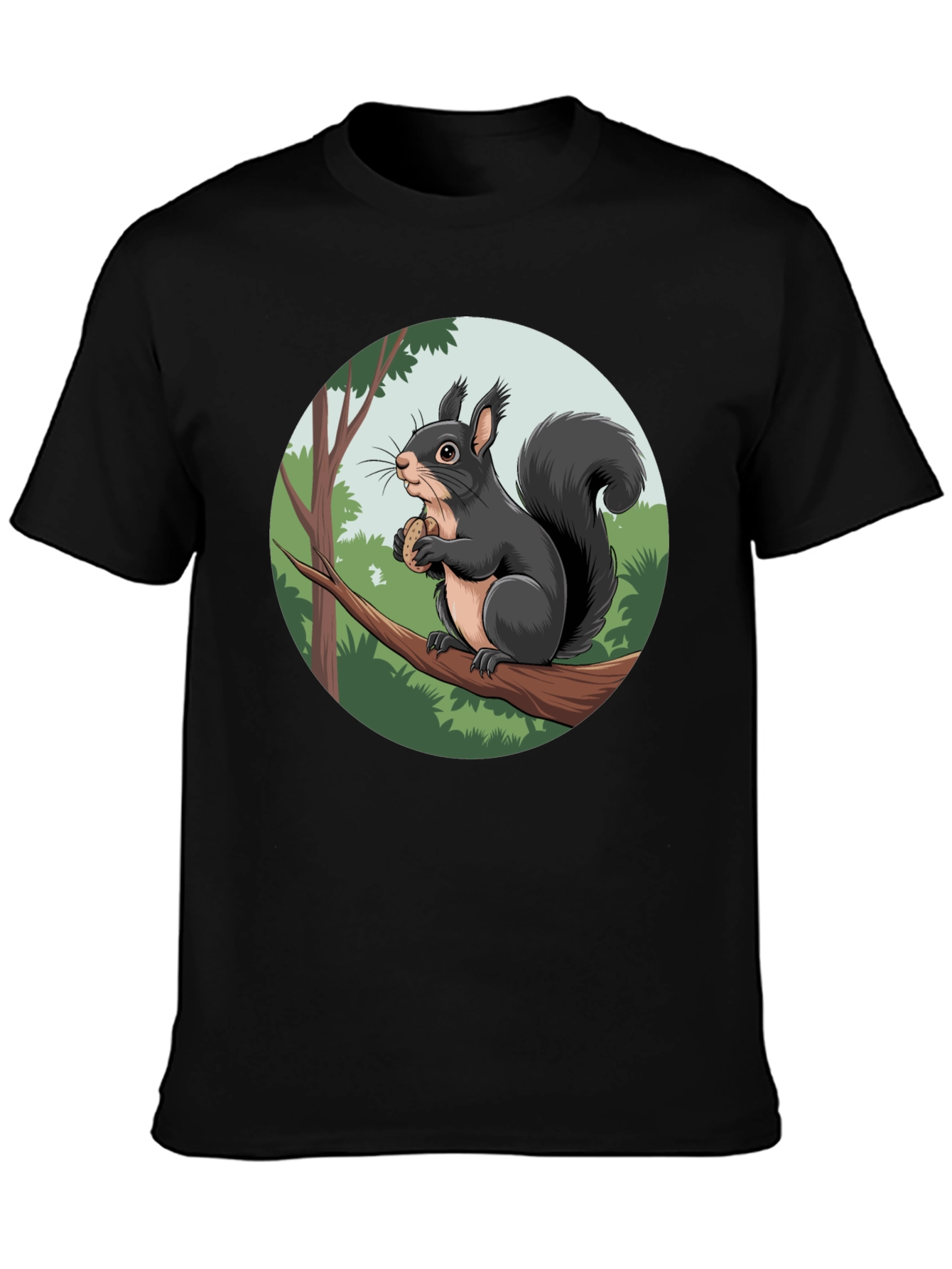 Black Squirrel Graphic Black T-Shirt view 3