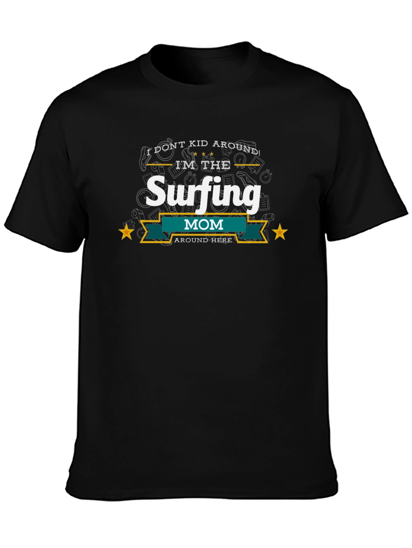 Black Surfing Mom T-Shirt - Black Cotton Blend view 3