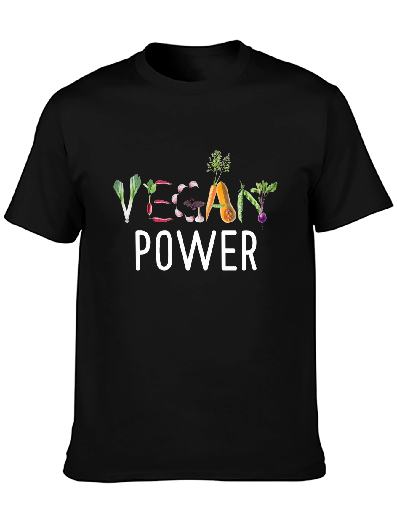 Black Vegan Power T-Shirt - Stylish Plant-Based Apparel view 3