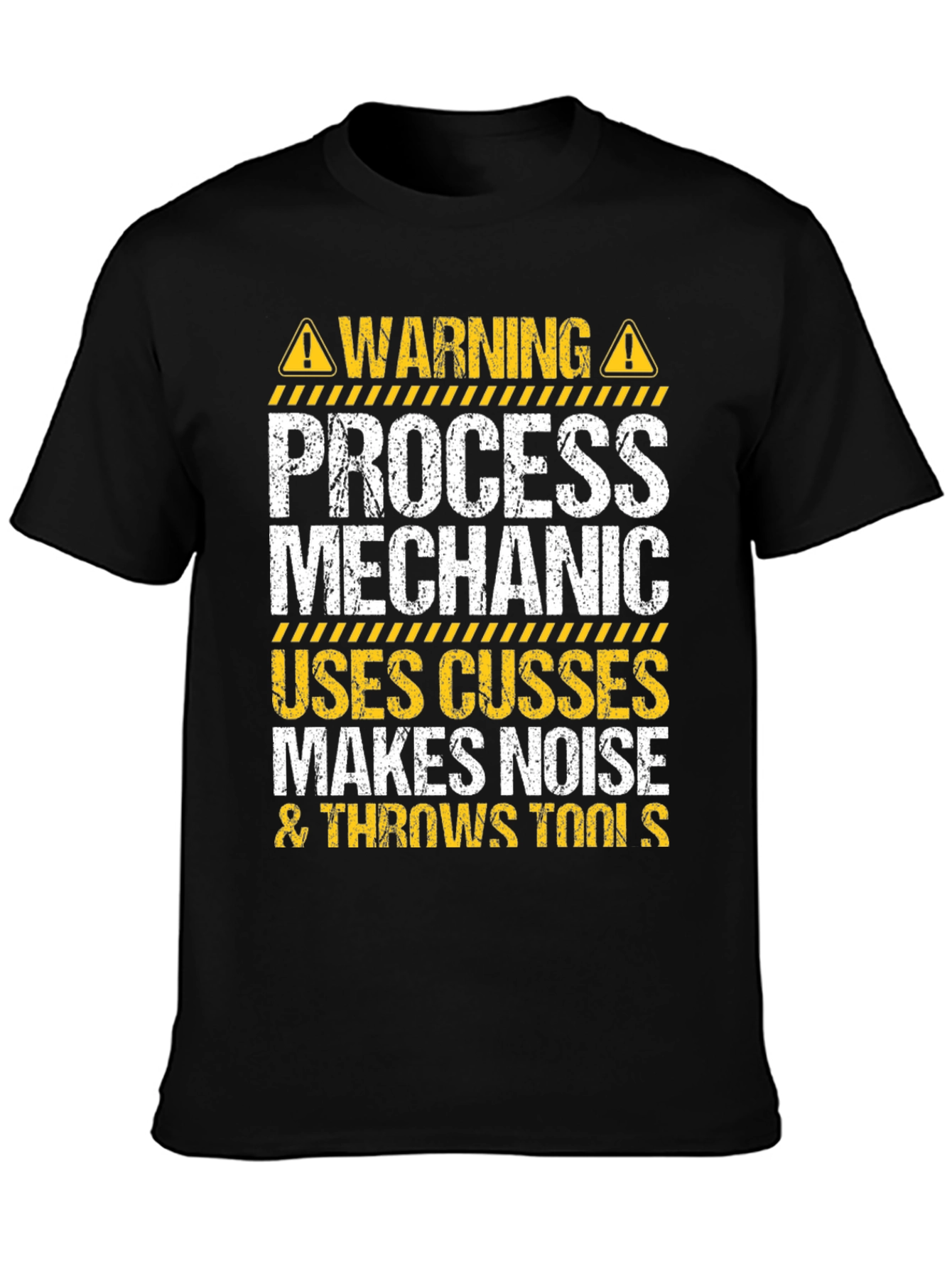 Black Process Mechanic Warning Graphic T-Shirt view 3
