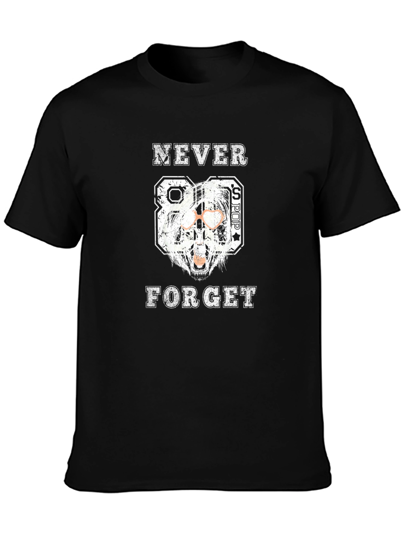 Black Never Forget 80's Pop Men's Black T-Shirt view 3