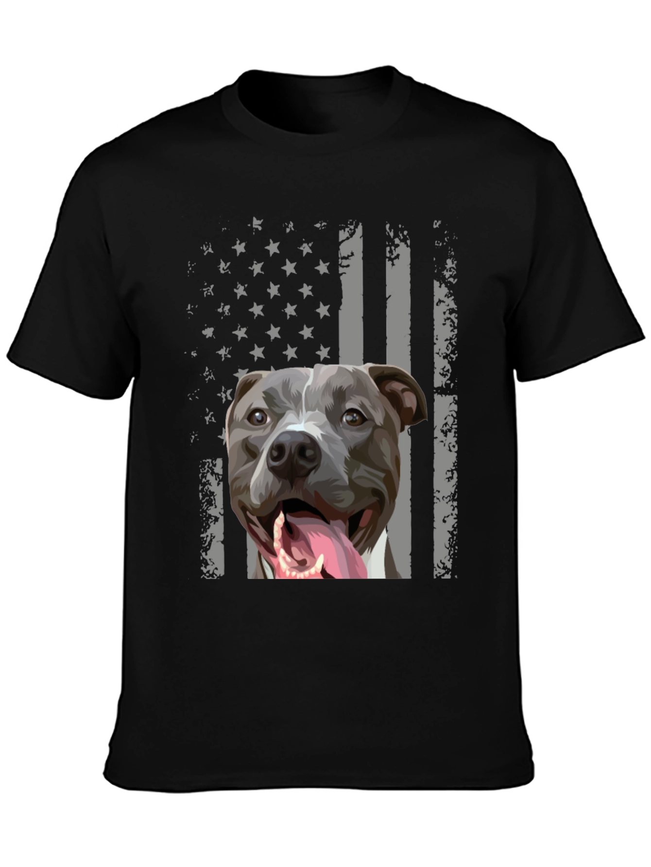 Black American Pitbull Flag T-Shirt view 3