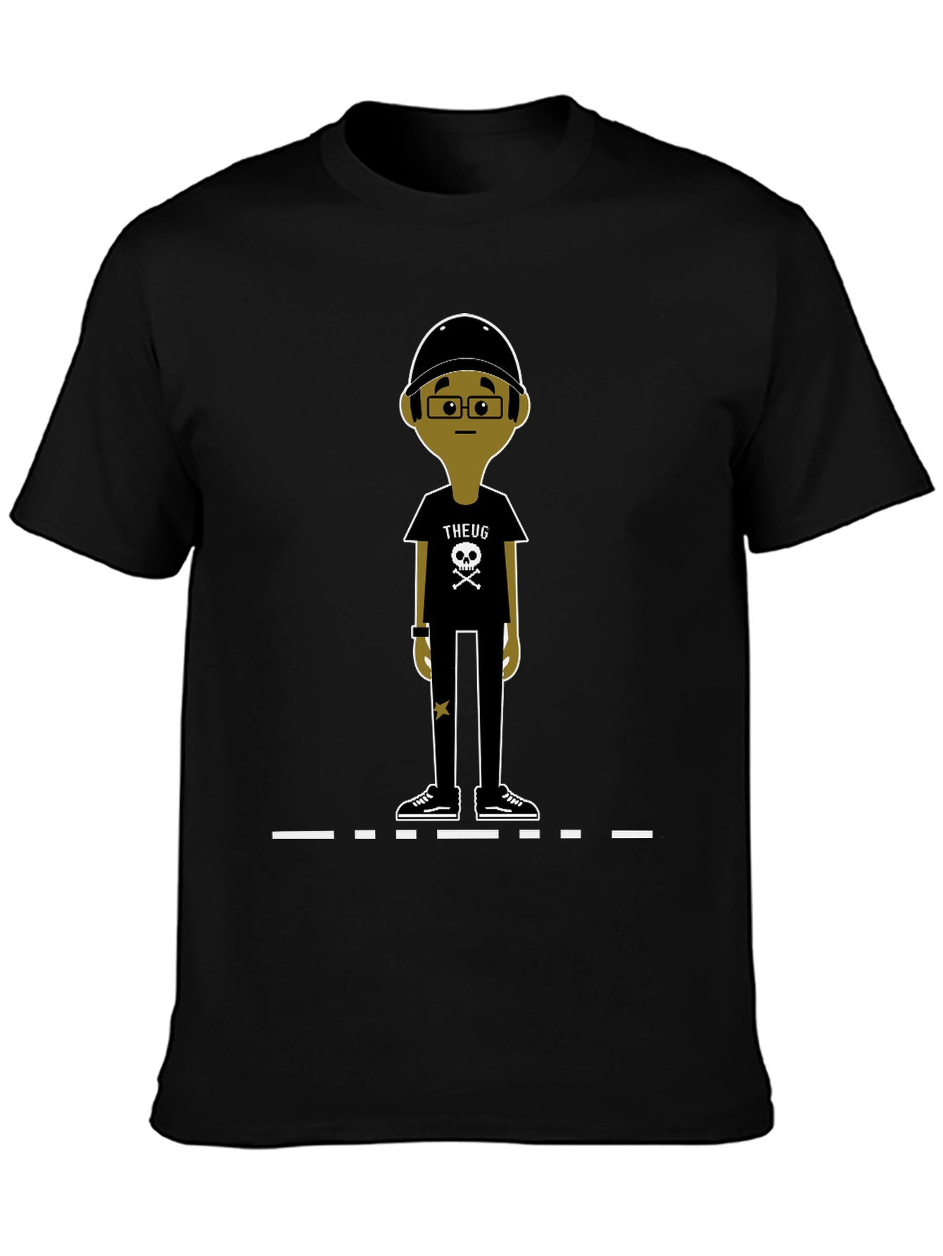 Black Unique Cartoon Character Graphic Black T-Shirt view 3
