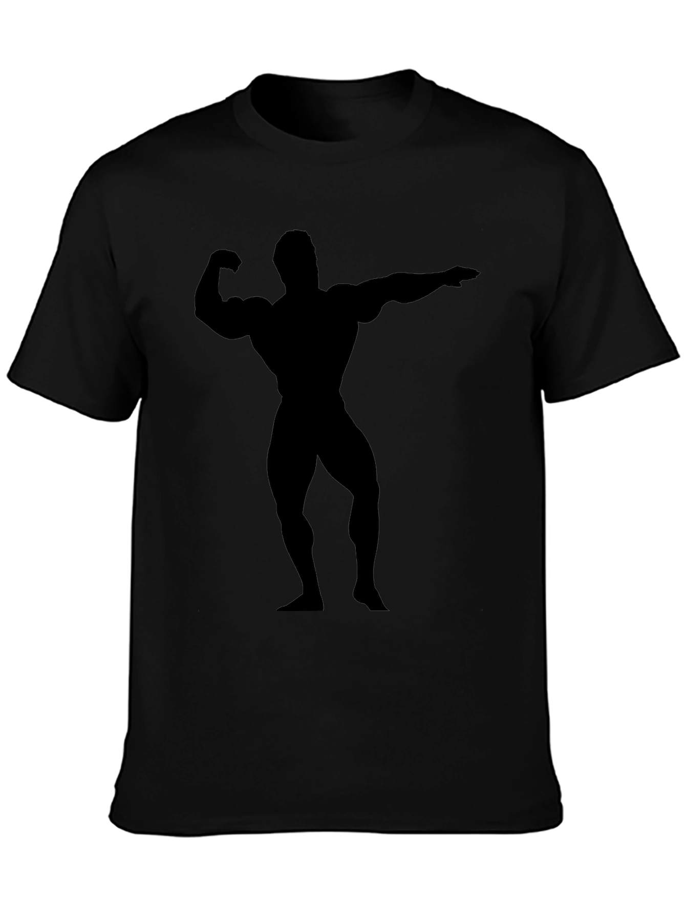Black Black Bodybuilder Silhouette T-Shirt view 3