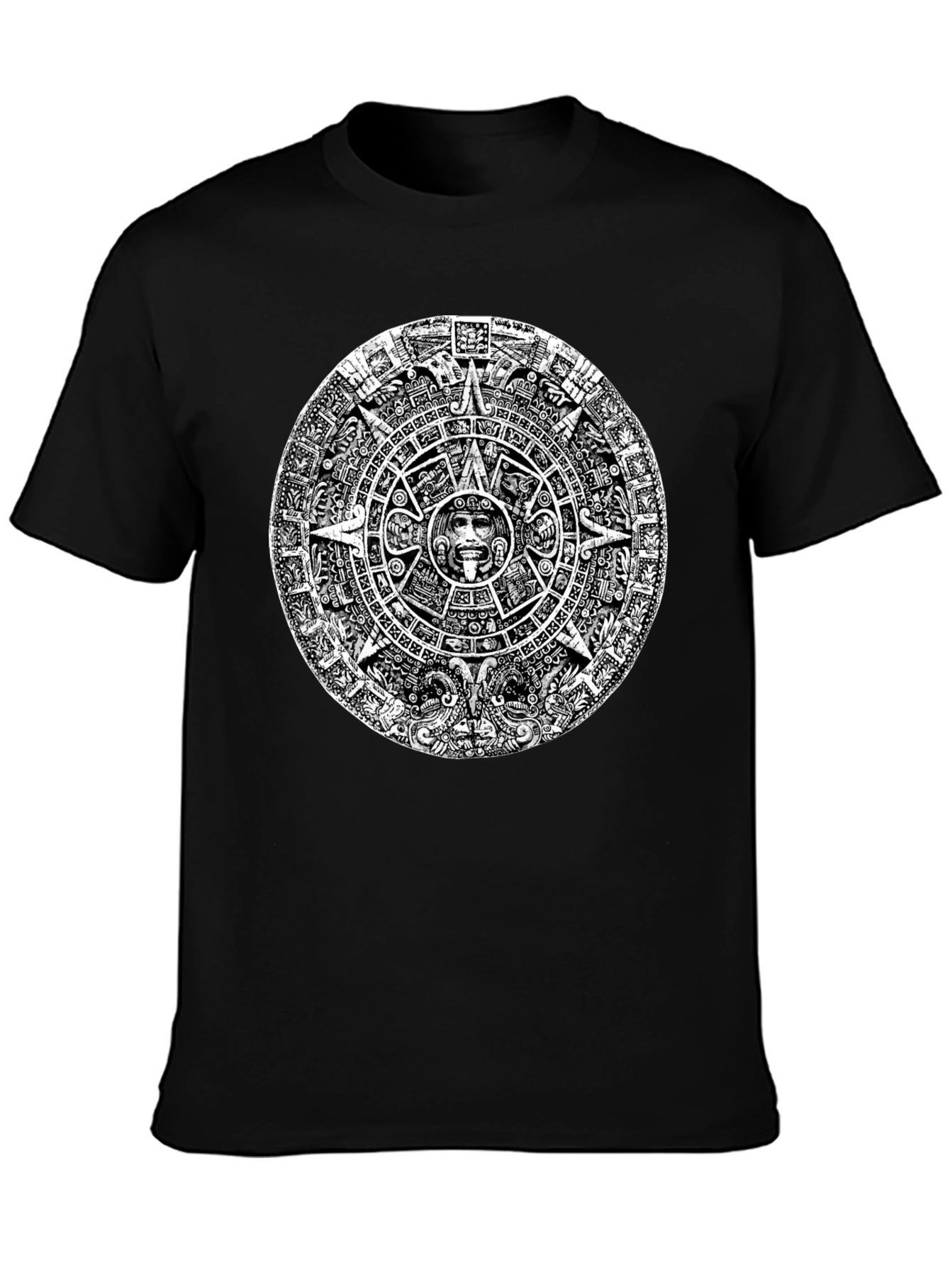 Black Aztec Calendar Graphic Tee - Black view 3