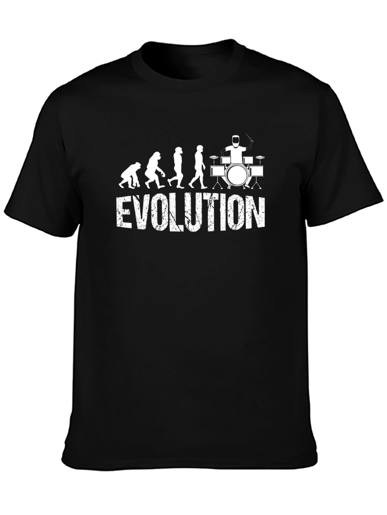 Black Drummer Evolution T-Shirt - Black Cotton Tee view 3