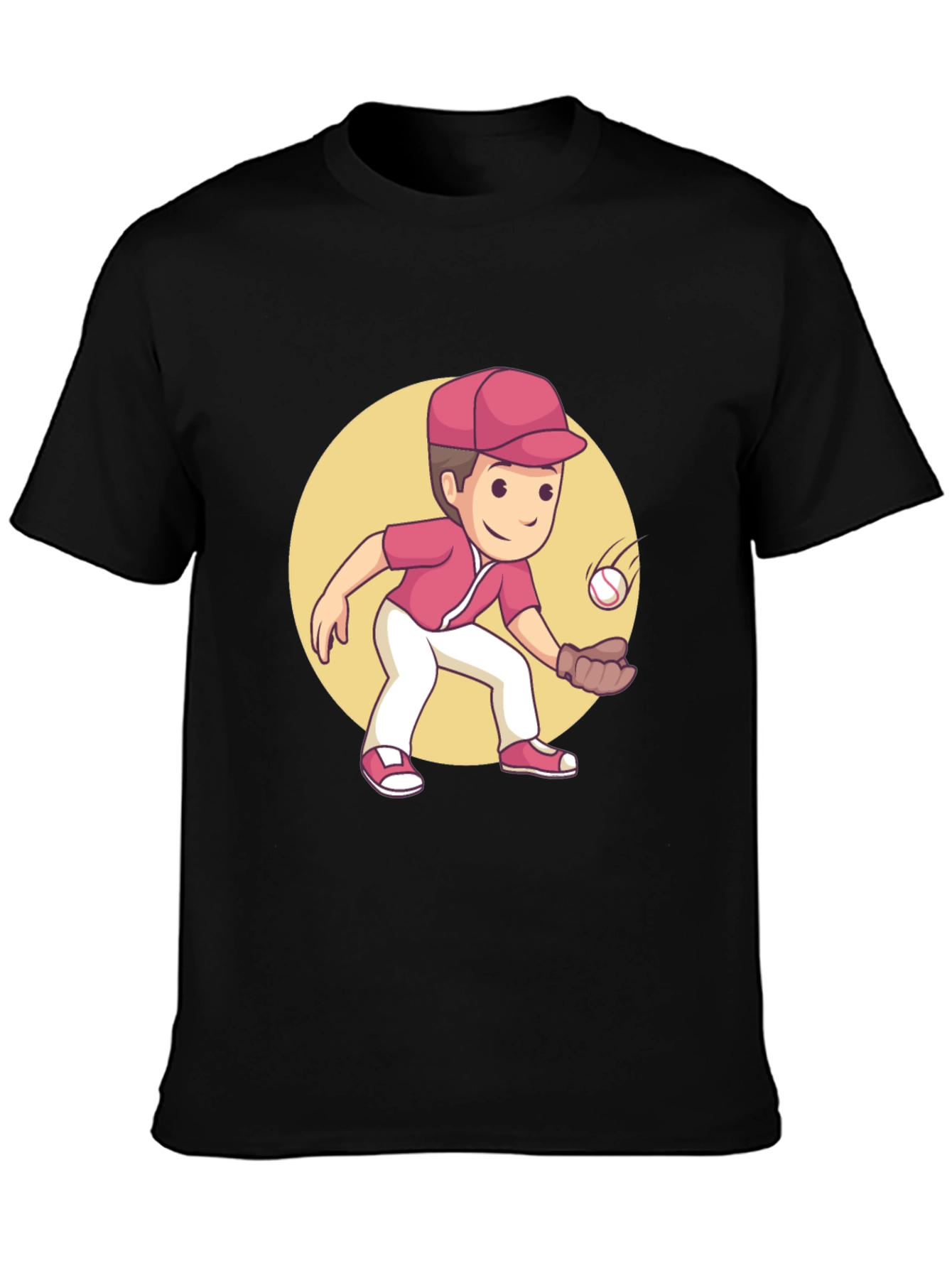 Black Cartoon Baseball Player Graphic Tee view 3