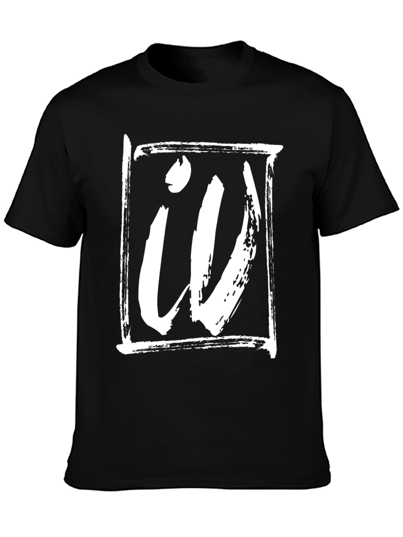 Black Bold Graphic Tee - Black with White Abstract Design view 3