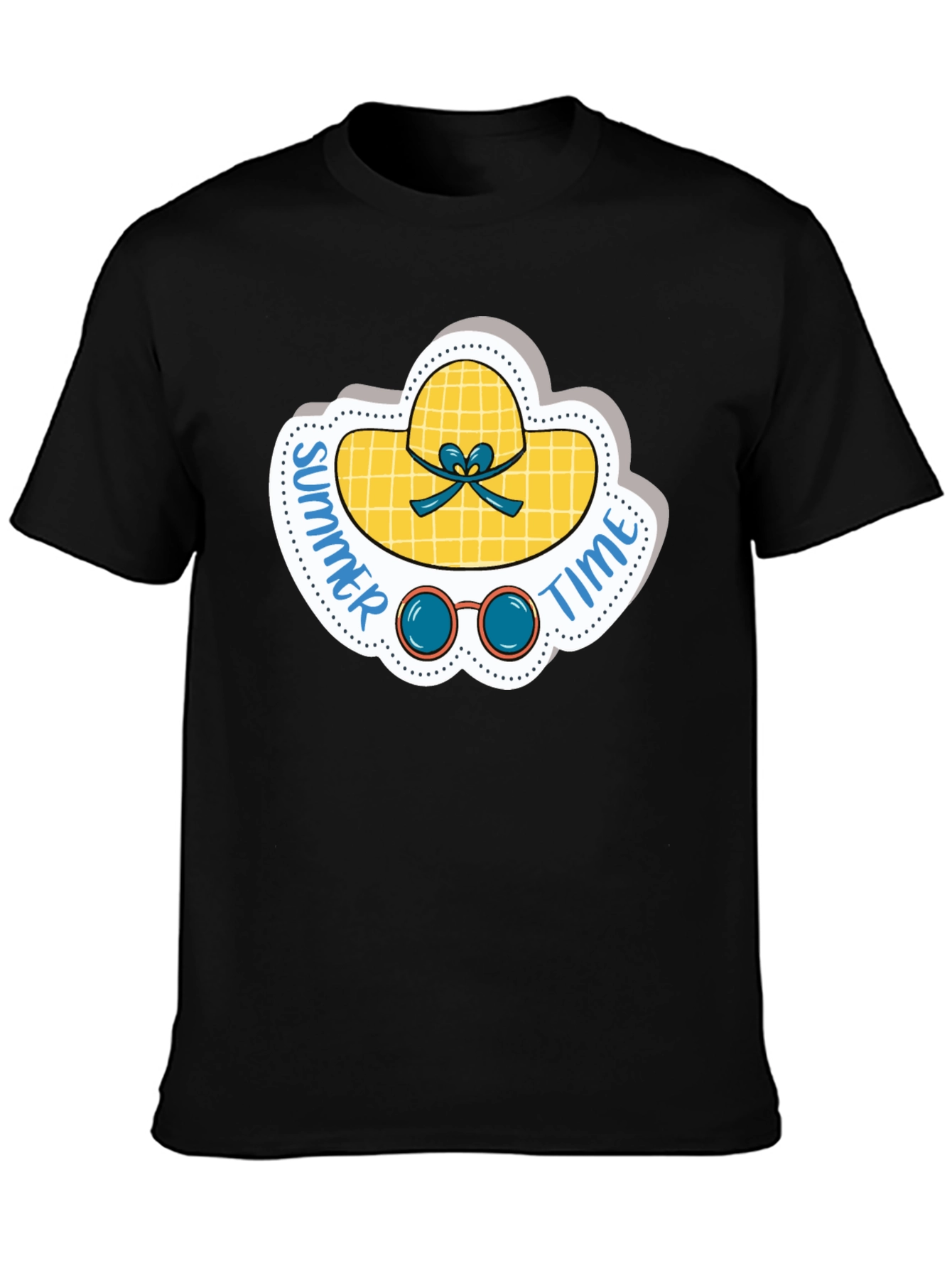 Black Summer Time Graphic Tee - Black Cotton Shirt view 3