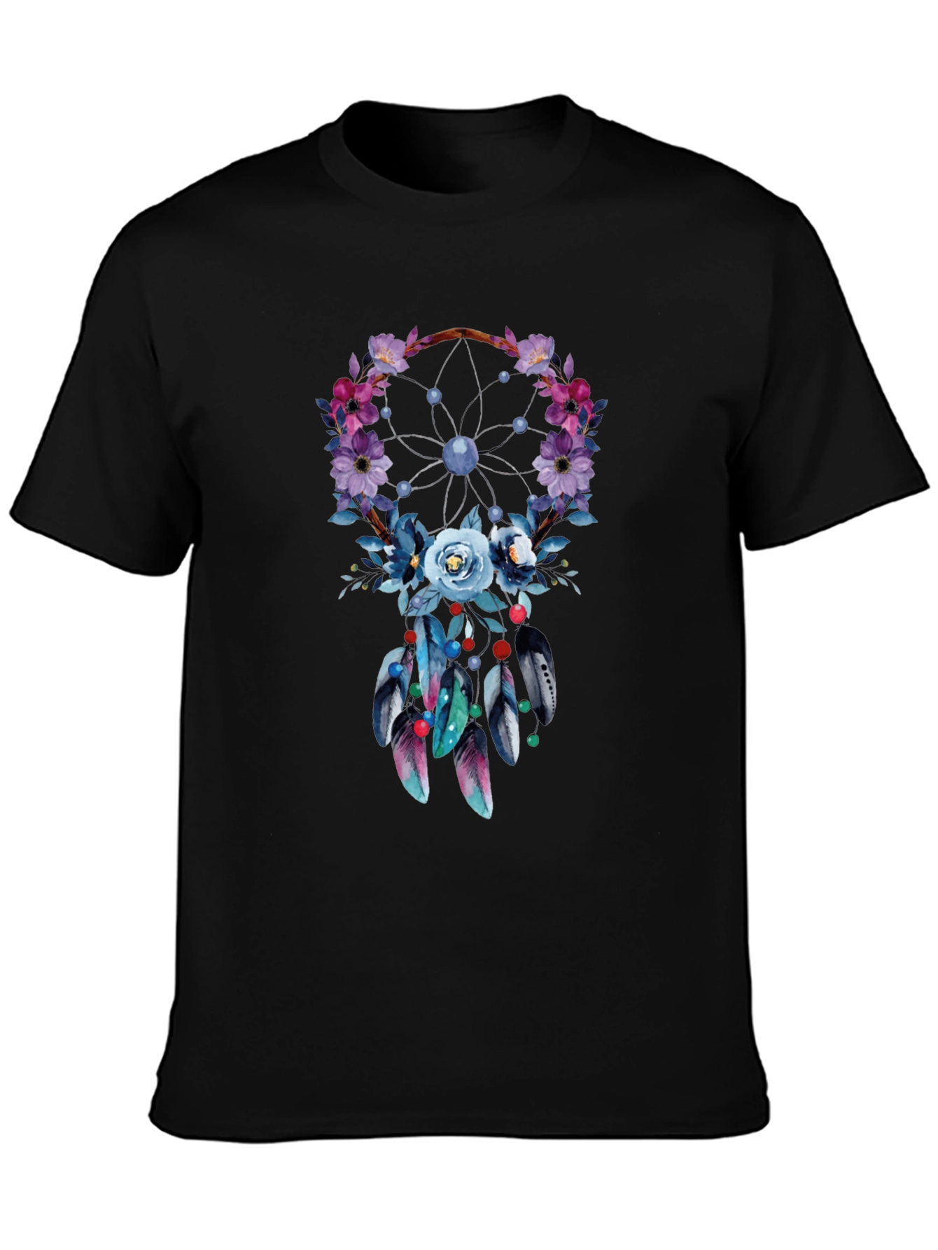 Black Floral Dreamcatcher Graphic Tee - Stylish Comfort view 3