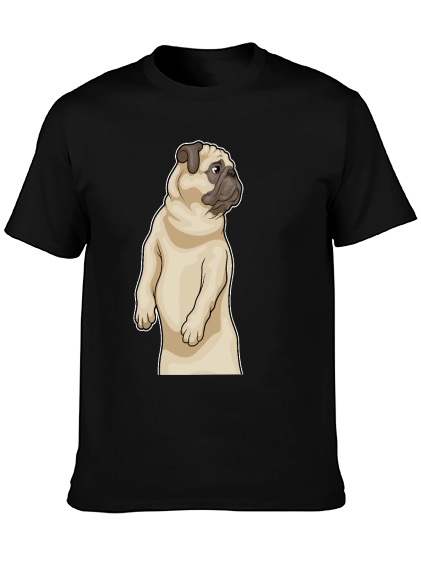 Black Pug Graphic Tee - Men's Black Short Sleeve Shirt view 3