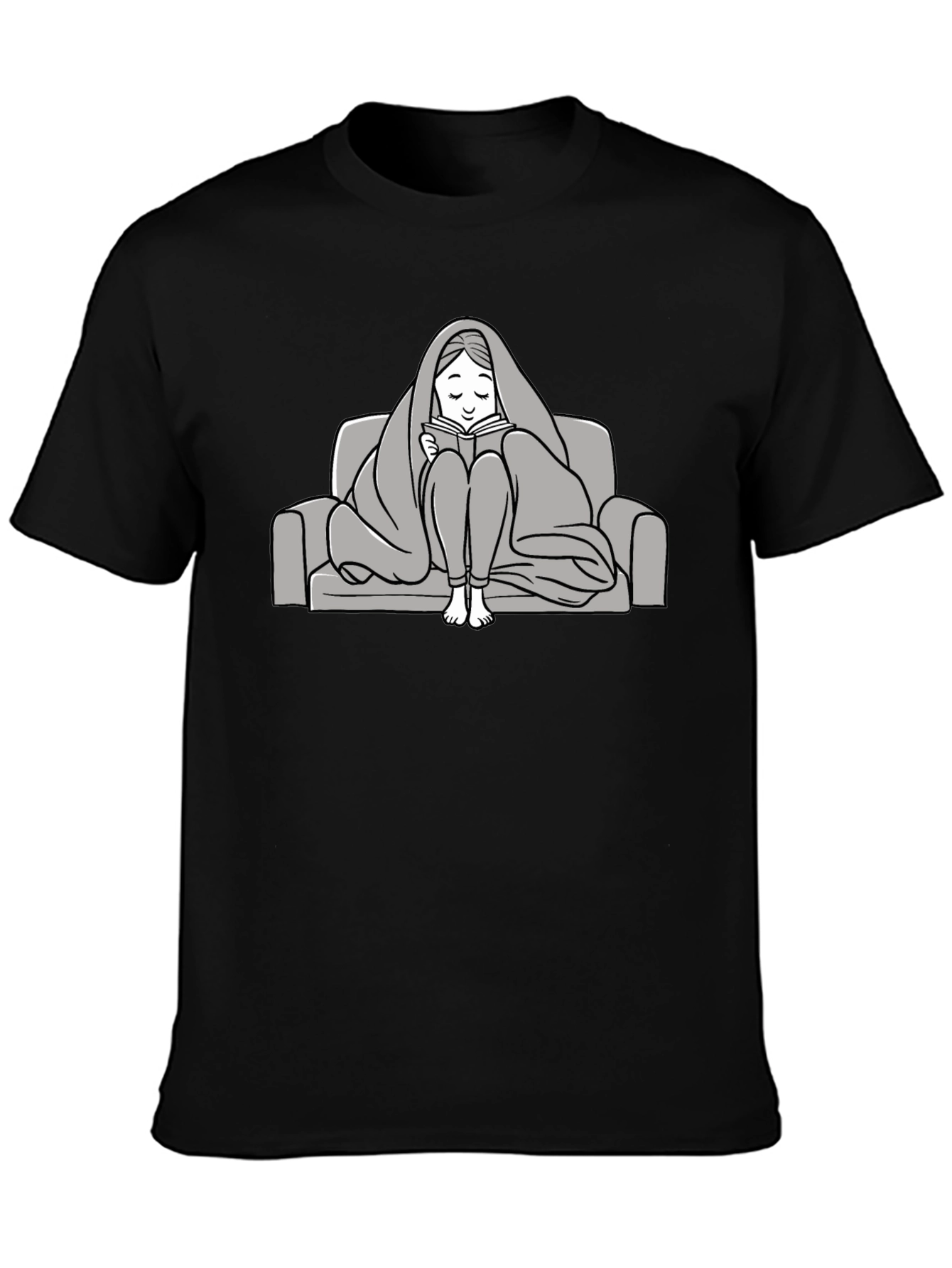 Black Cozy Reader T-Shirt - Comfort & Style view 3