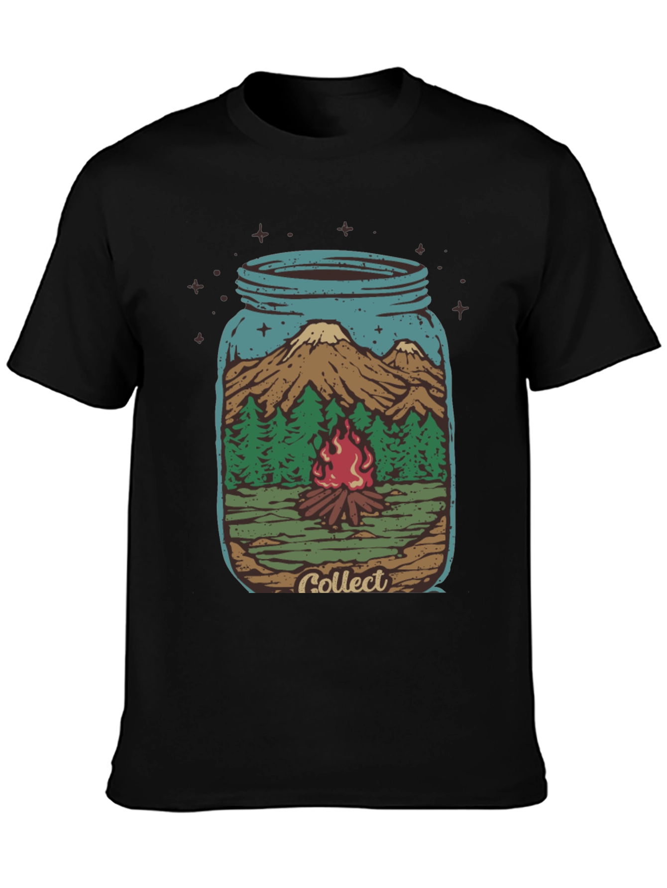 Black Camping Jar Graphic T-Shirt - Black view 3