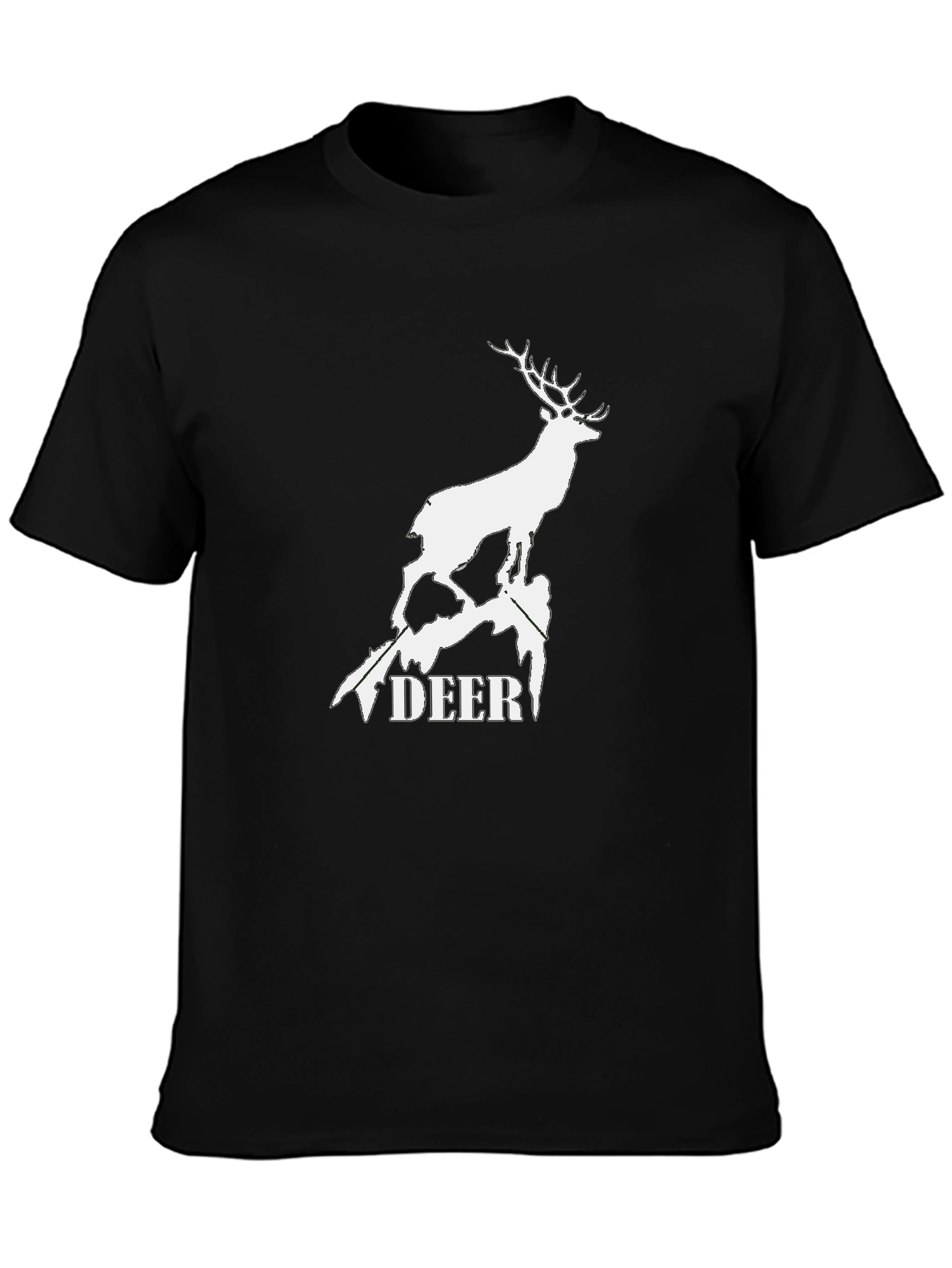 Black Deer Graphic Tee - Black Cotton T-Shirt view 3