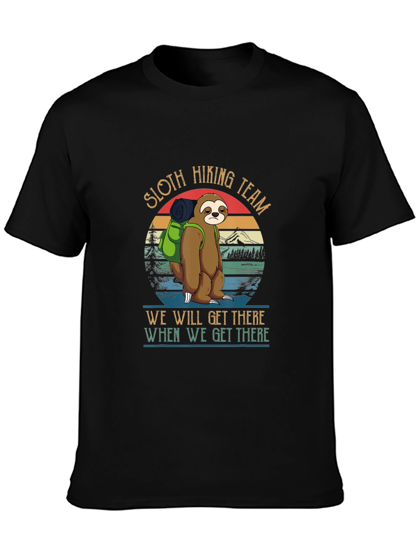 Black Sloth Hiking Team Graphic T-Shirt view 3
