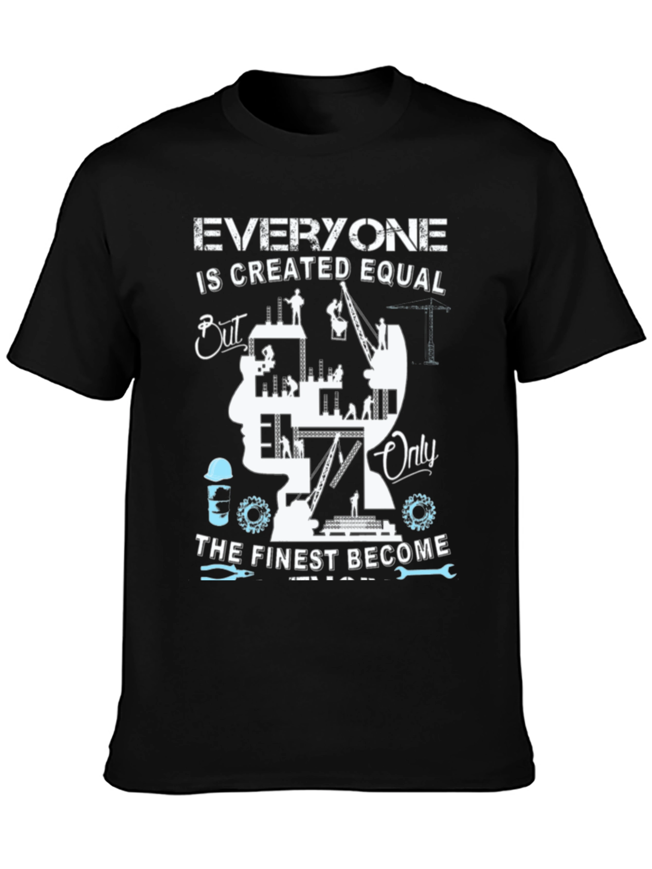 Black Construction Worker T-Shirt: Finest Become Engineers view 3