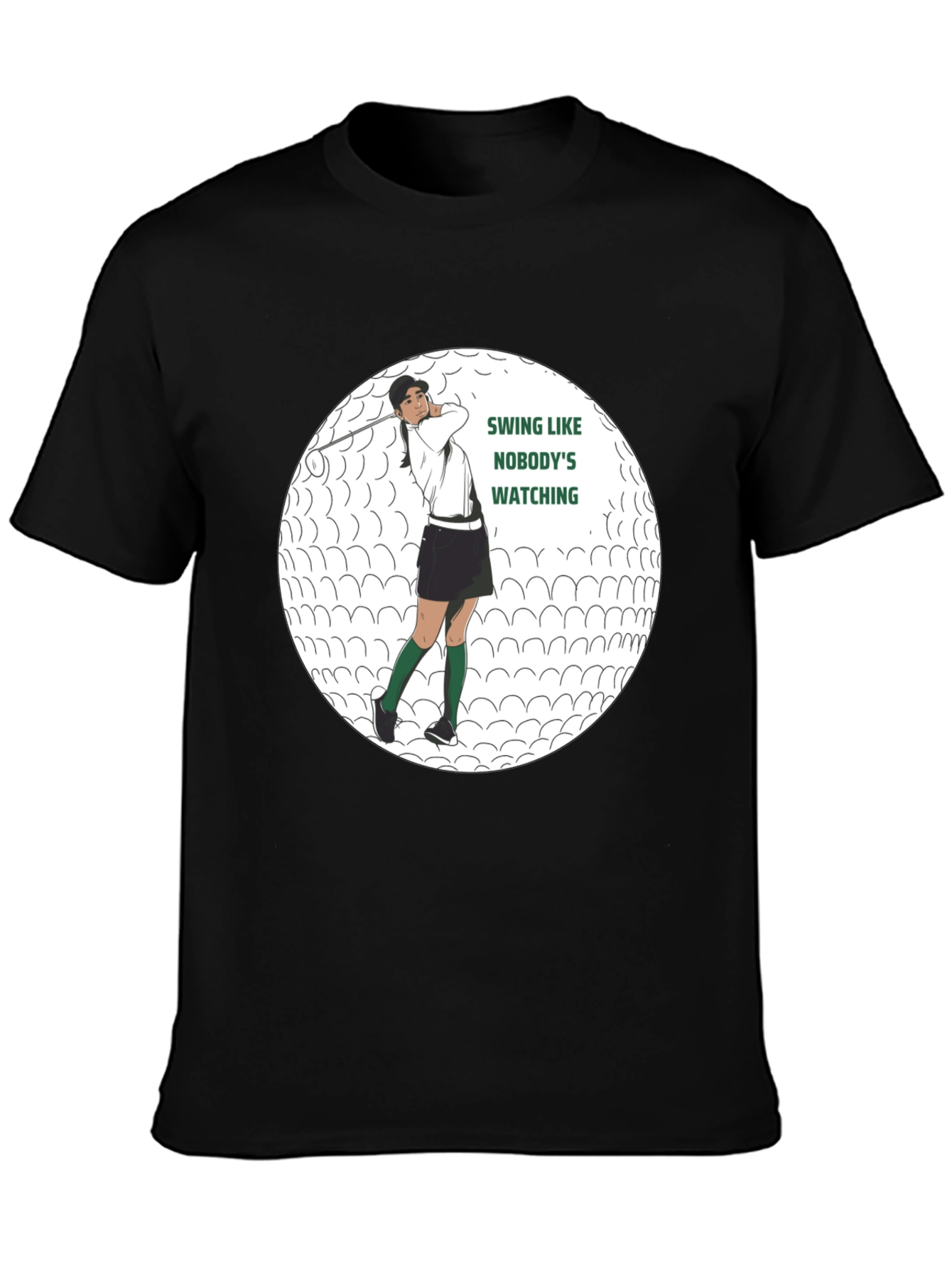 Black Golf Swing Graphic Tee - Funny Golfer Shirt view 3
