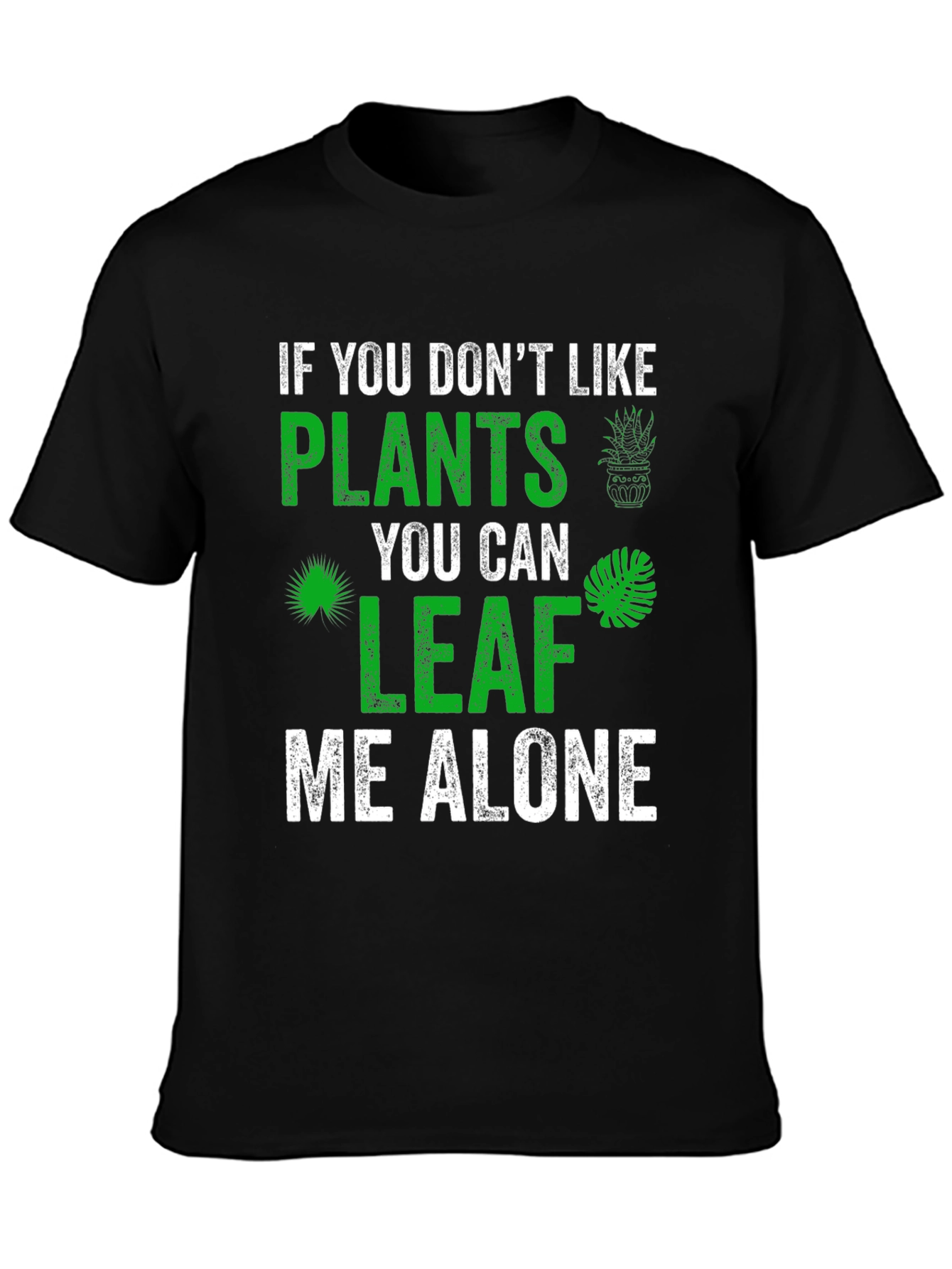 Black Plant Lover Graphic Tee - Leaf Me Alone view 3