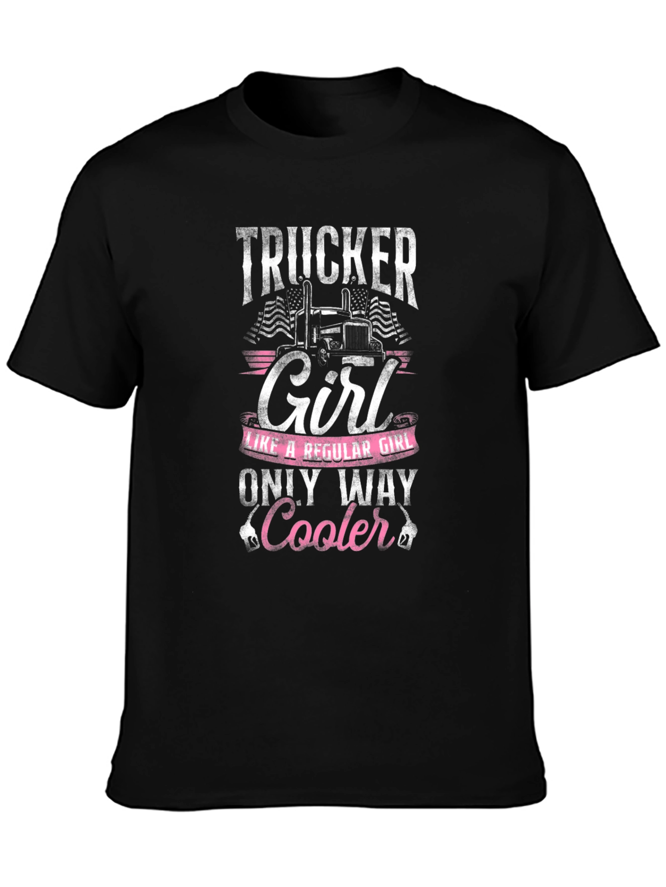 Black Trucker Girl T-Shirt - Only Way Cooler! view 3