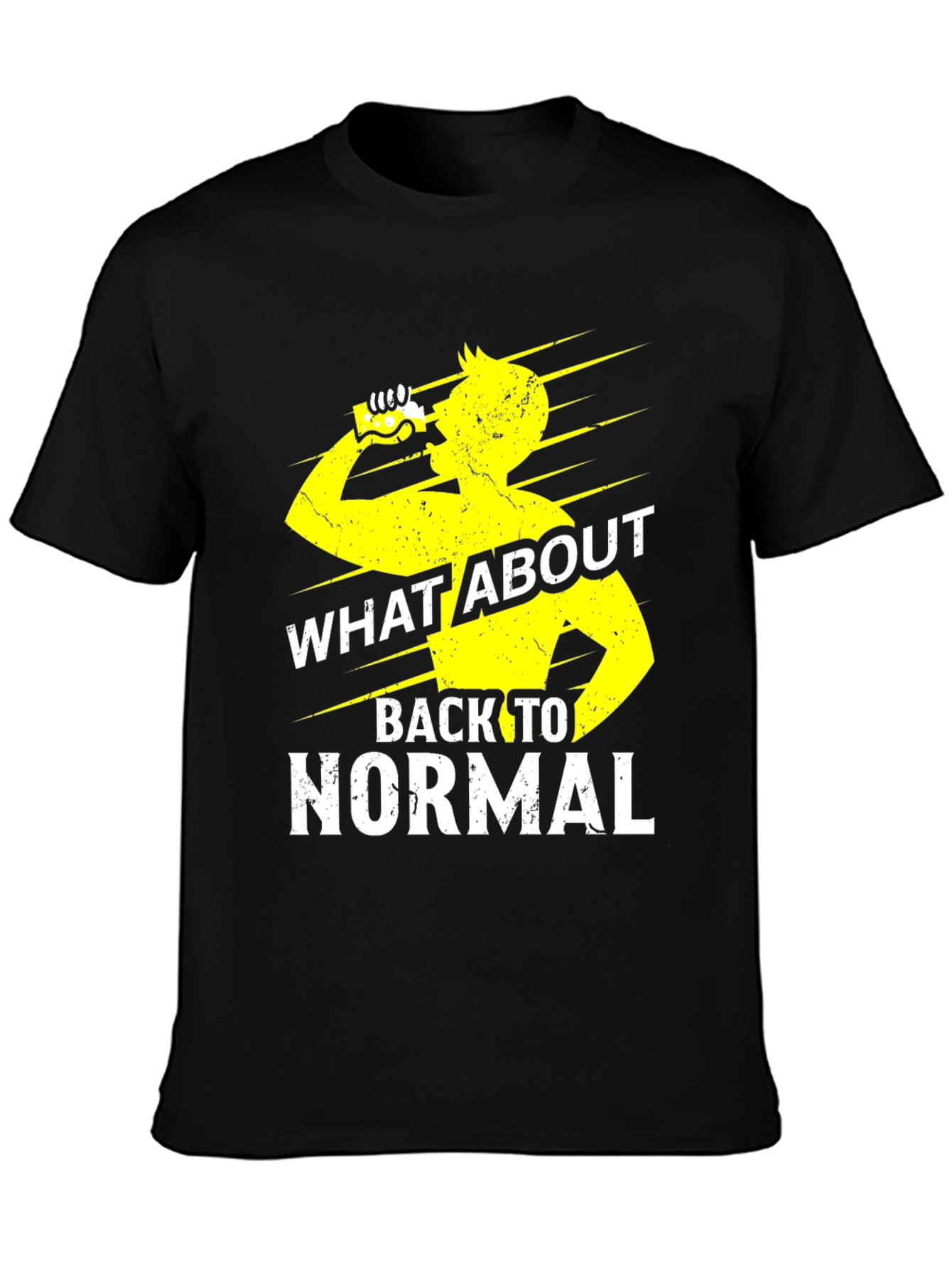 Black What About Back To Normal Graphic Tee view 3