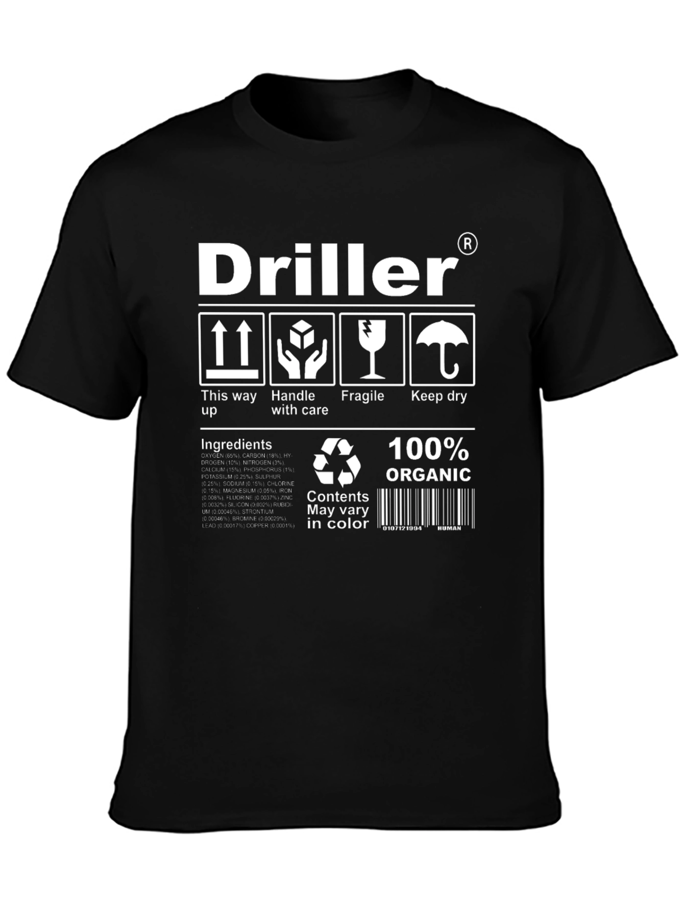 Black Driller Organic Cotton T-Shirt view 3