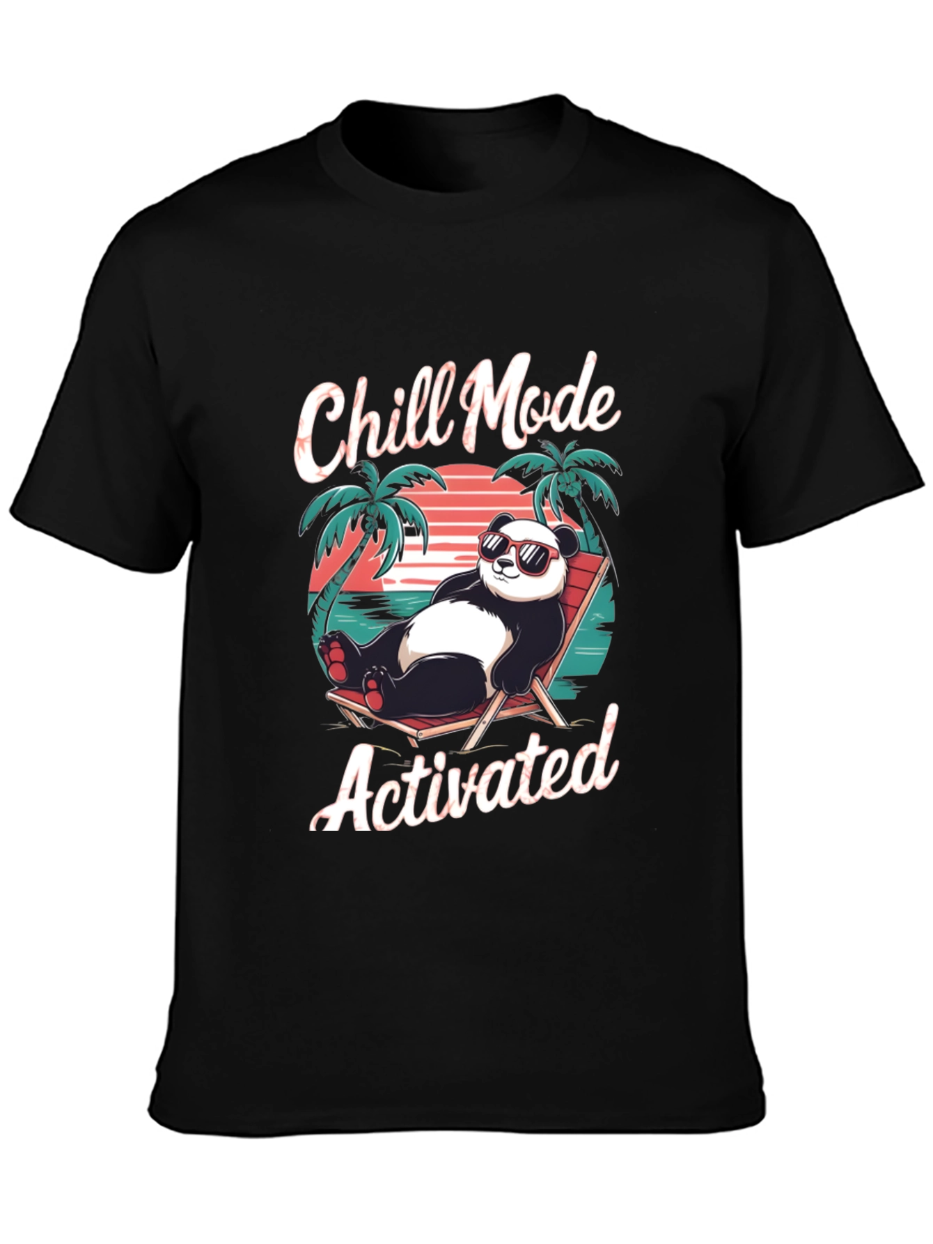 Black Chill Mode Panda T-Shirt: Relaxed Bear Vibes view 3