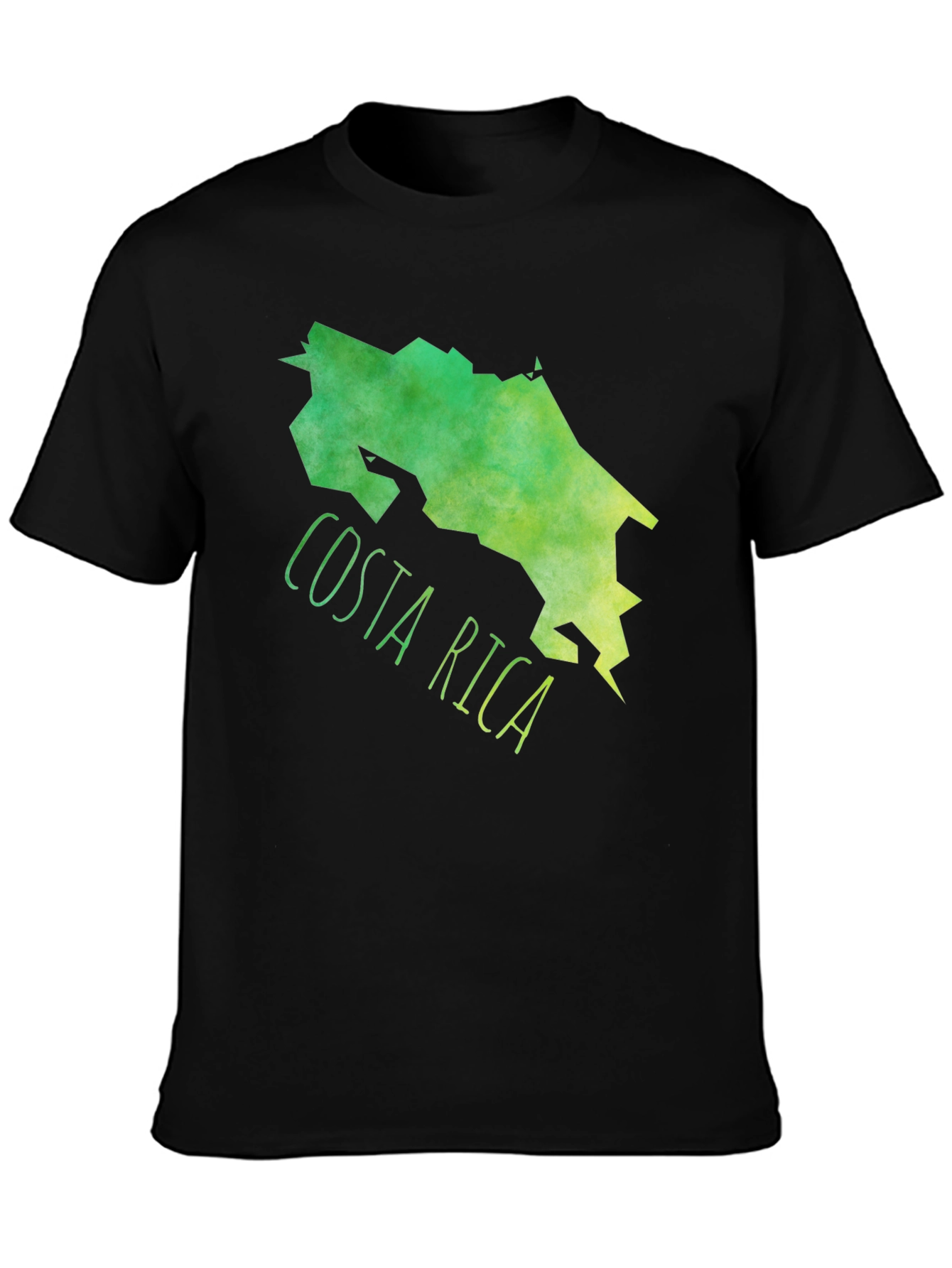 Black Costa Rica Map Graphic Tee - Black Cotton T-Shirt view 3