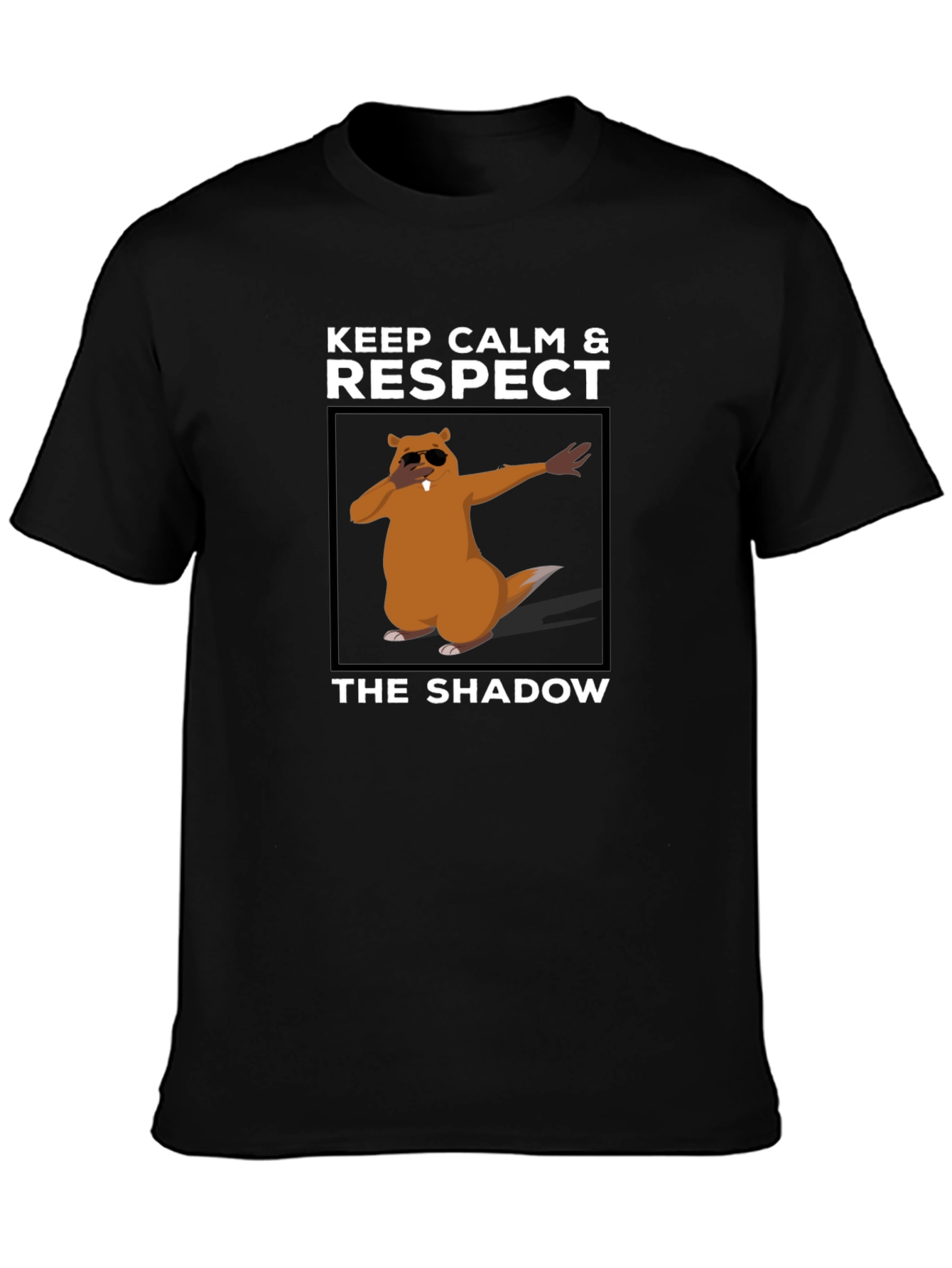 Black Keep Calm & Respect The Shadow T-Shirt view 3