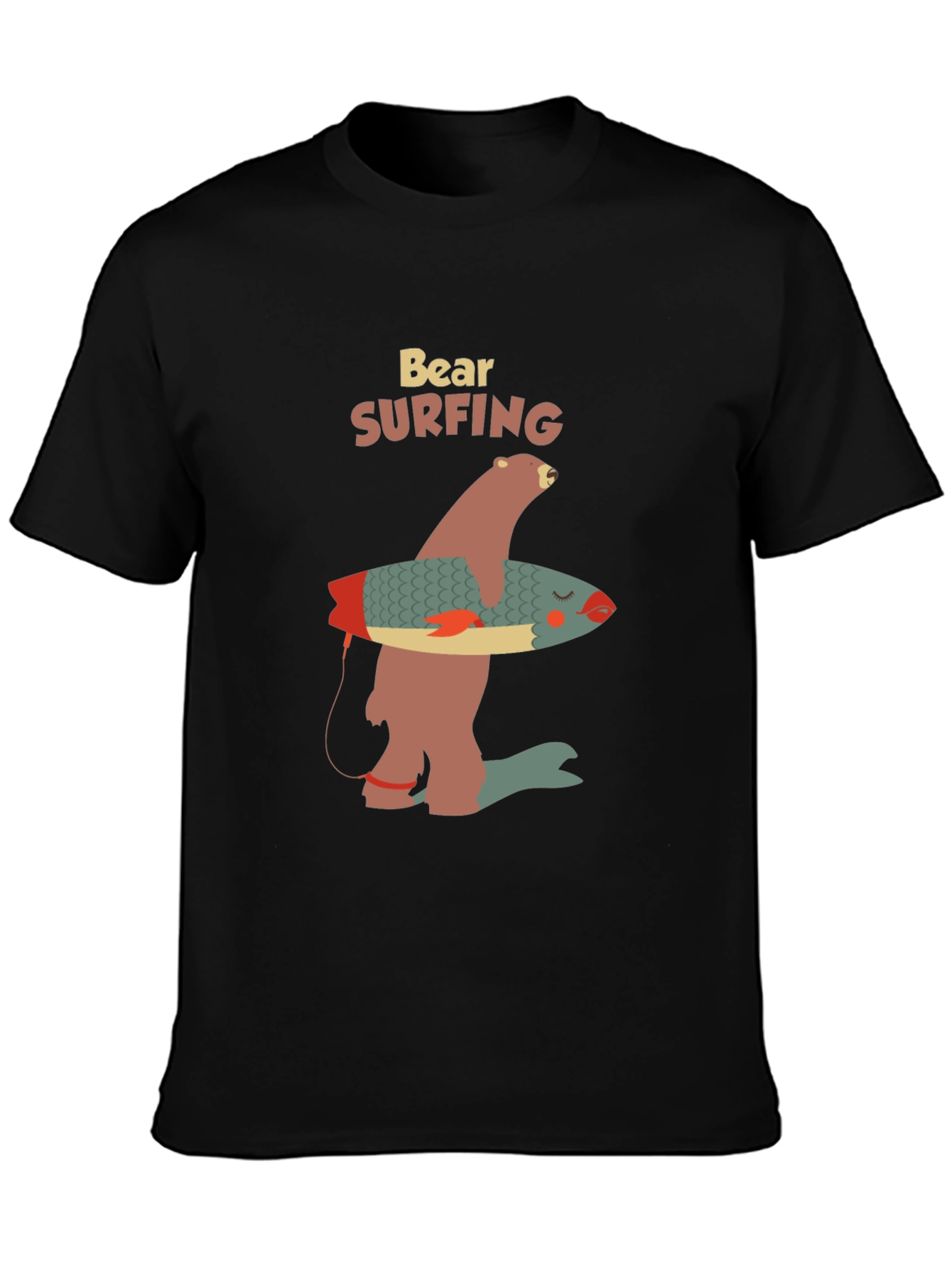 Black Bear Surfing Graphic Tee - Cool Casual Wear view 3