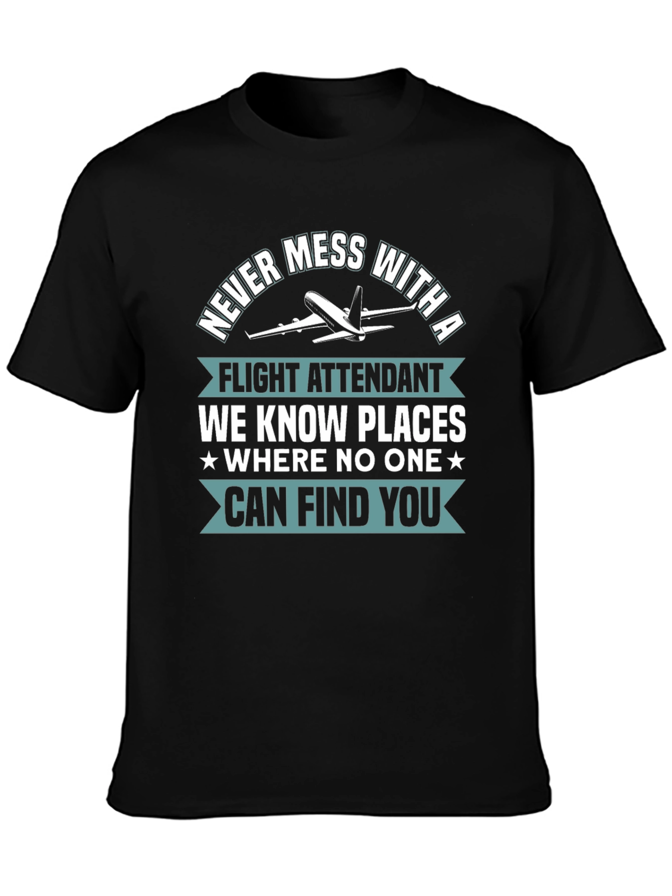 Black Flight Attendant T-Shirt - Funny Travel Gift view 3