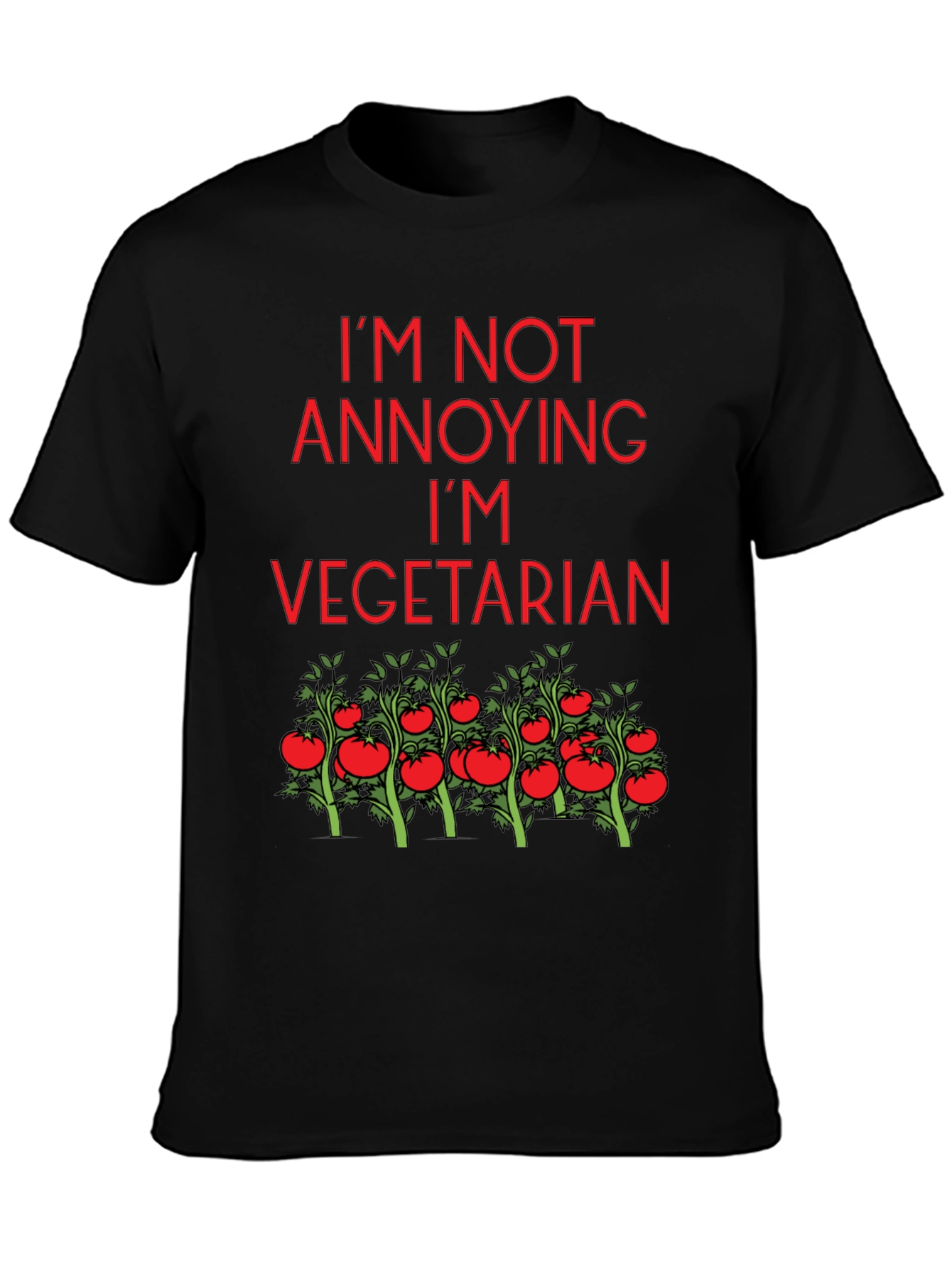 Black Funny Vegetarian Tomato Plant T-Shirt view 3