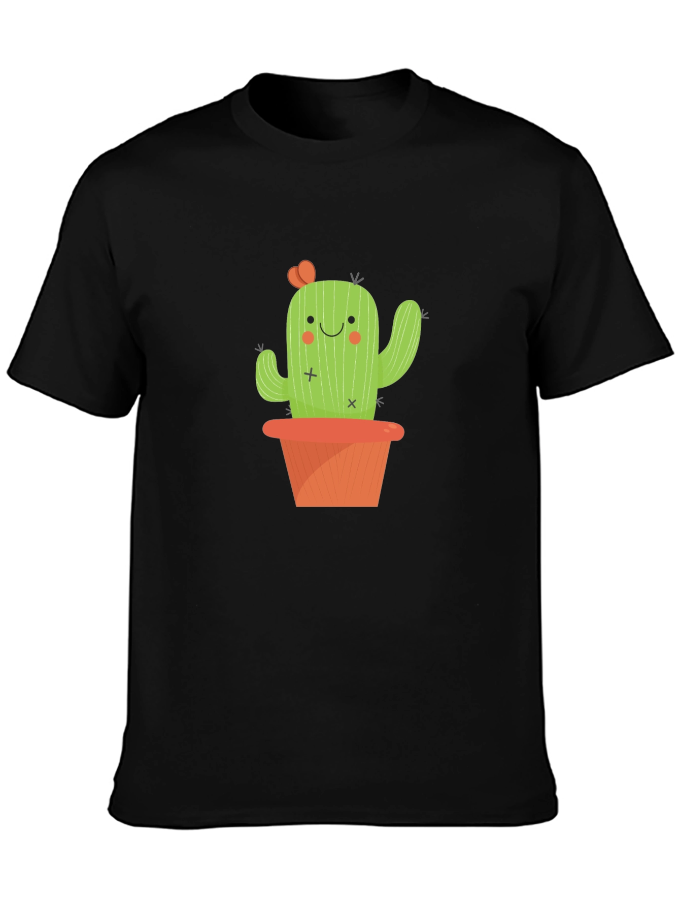 Black Cactus T-Shirt - Cute Potted Plant Design view 3