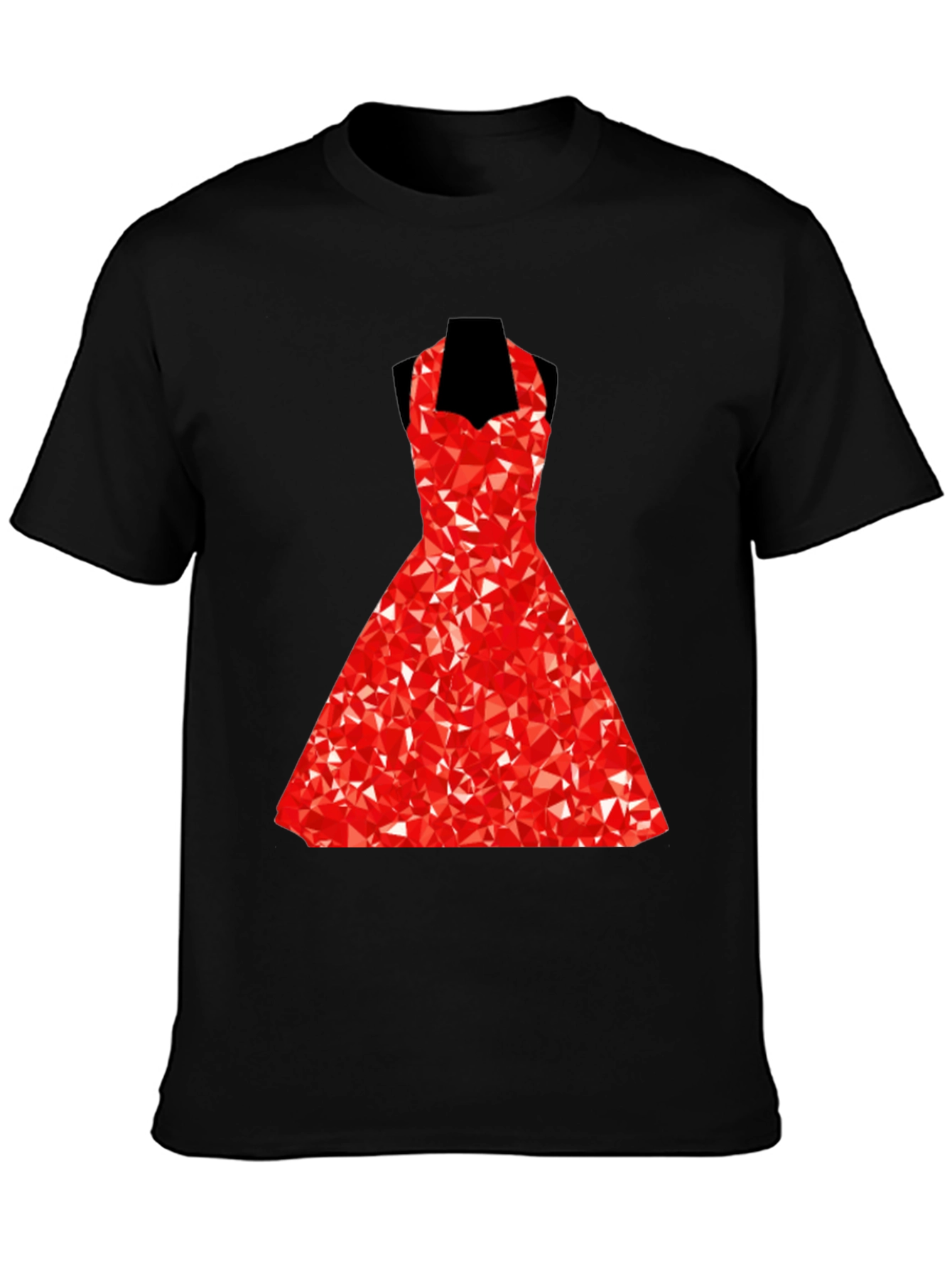 Black Geometric Red Dress Graphic T-Shirt view 3