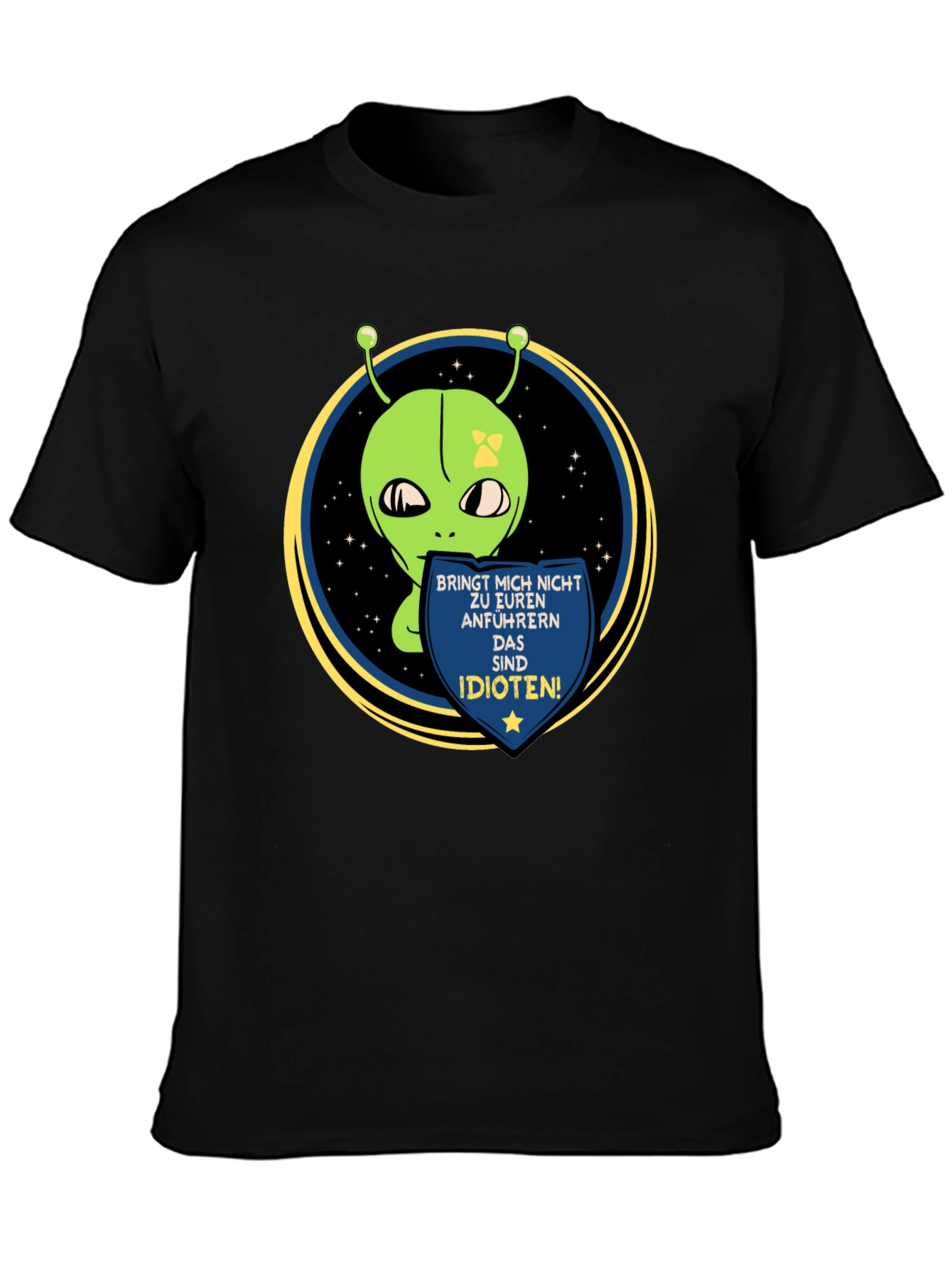 Black Alien Graphic T-Shirt - Funny Sci-Fi Design view 3