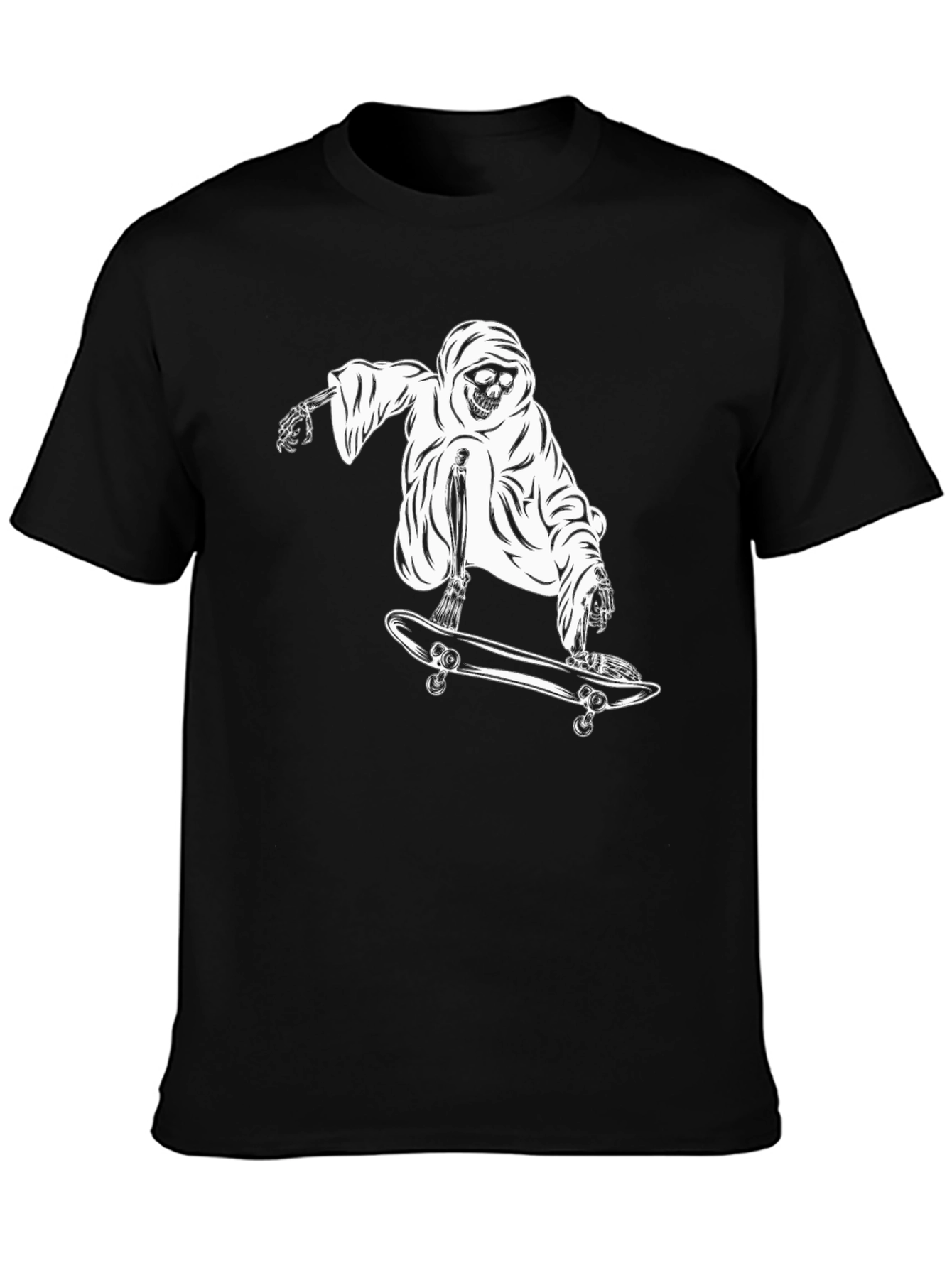 Black Skateboarding Skeleton T-Shirt - Cool Graphic Tee view 3
