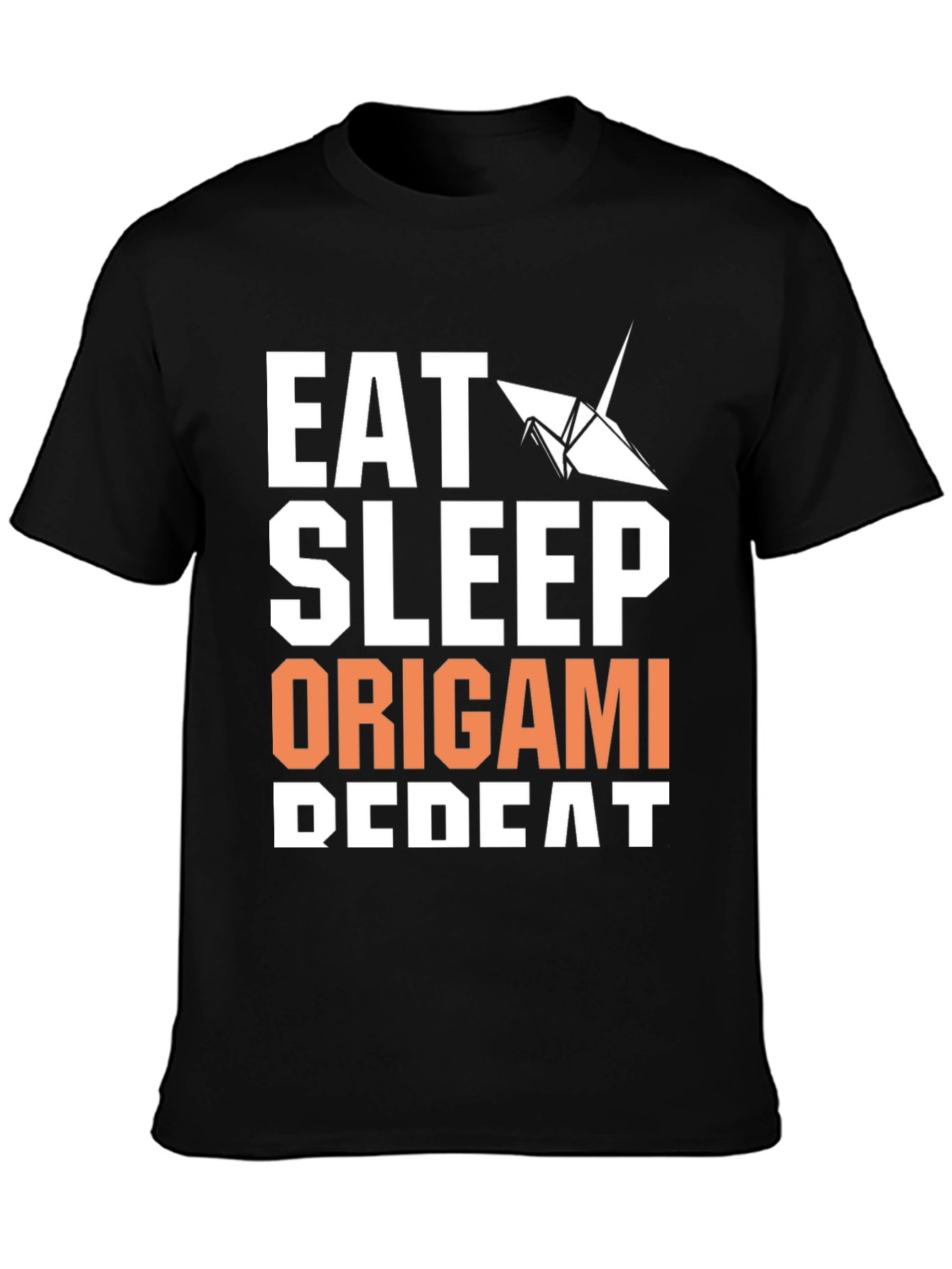 Black Eat Sleep Origami Repeat Graphic Tee view 3