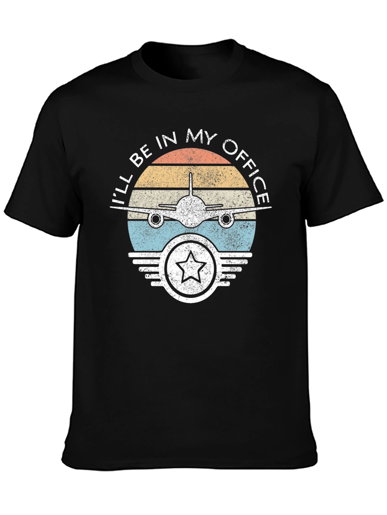 Black Pilot Office T-Shirt - Airplane Design view 3