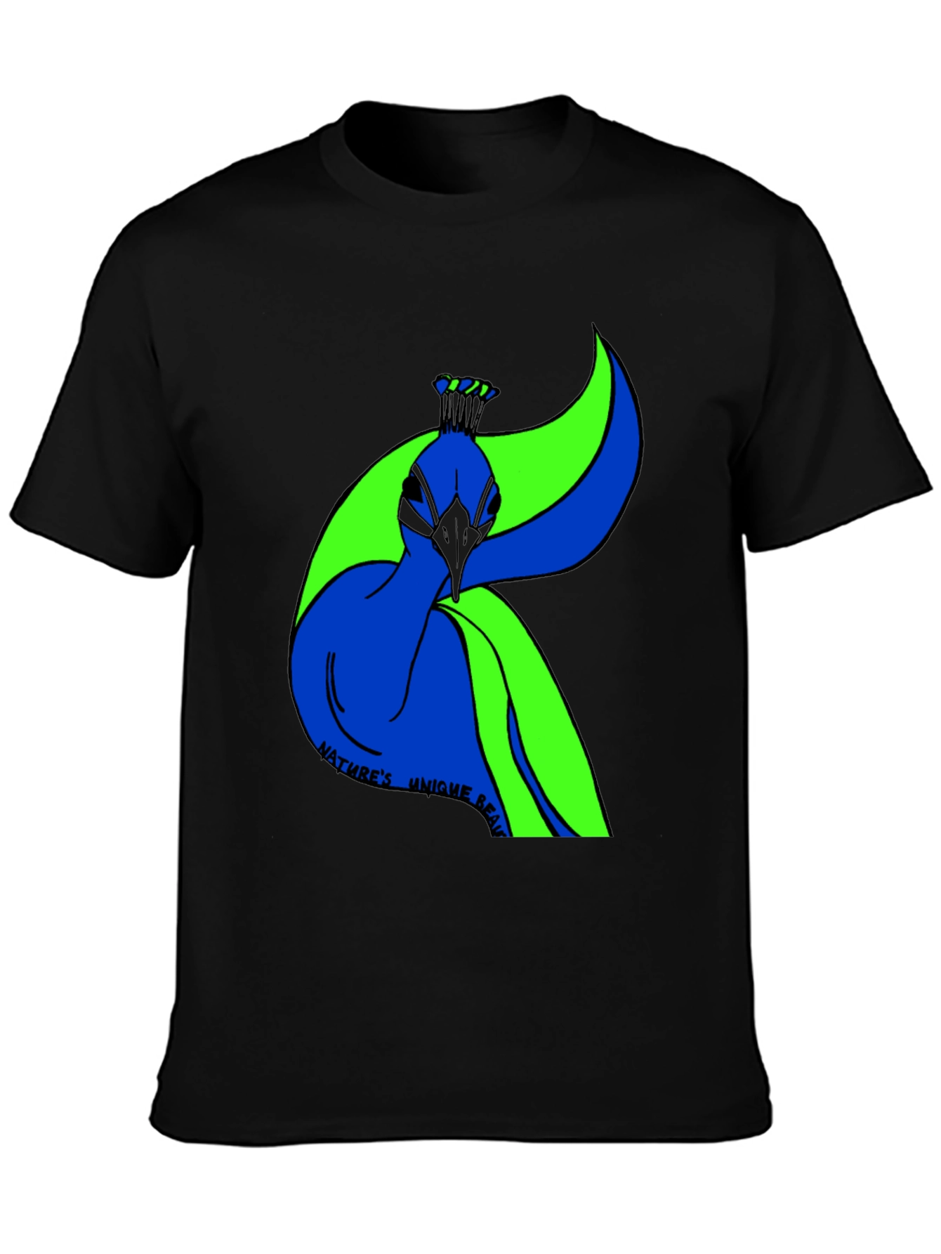 Black Nature's Beauty Peacock Graphic Tee view 3