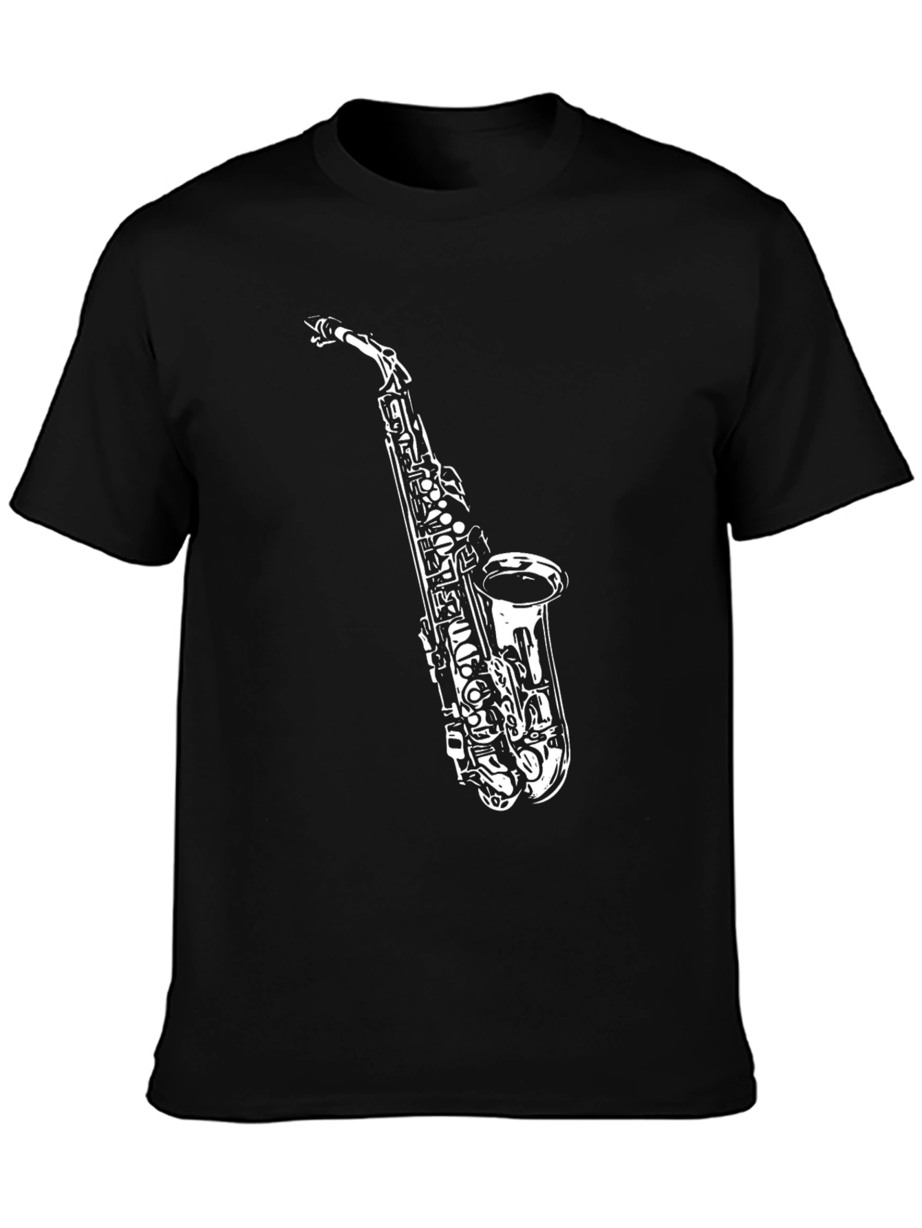 Black Saxophone Graphic Tee - Cool Musician Shirt view 3