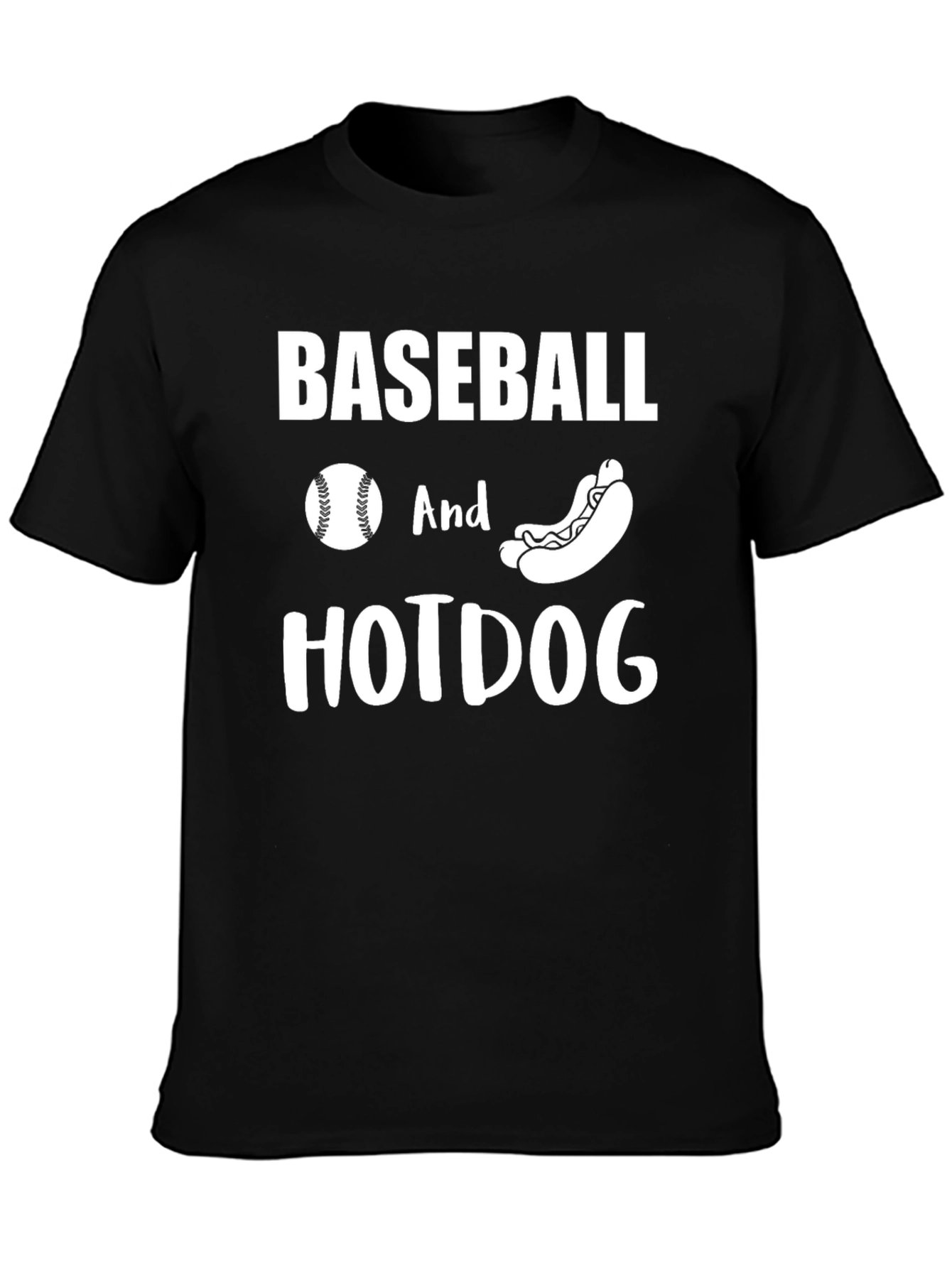 Black Baseball And Hotdog Graphic Tee view 3