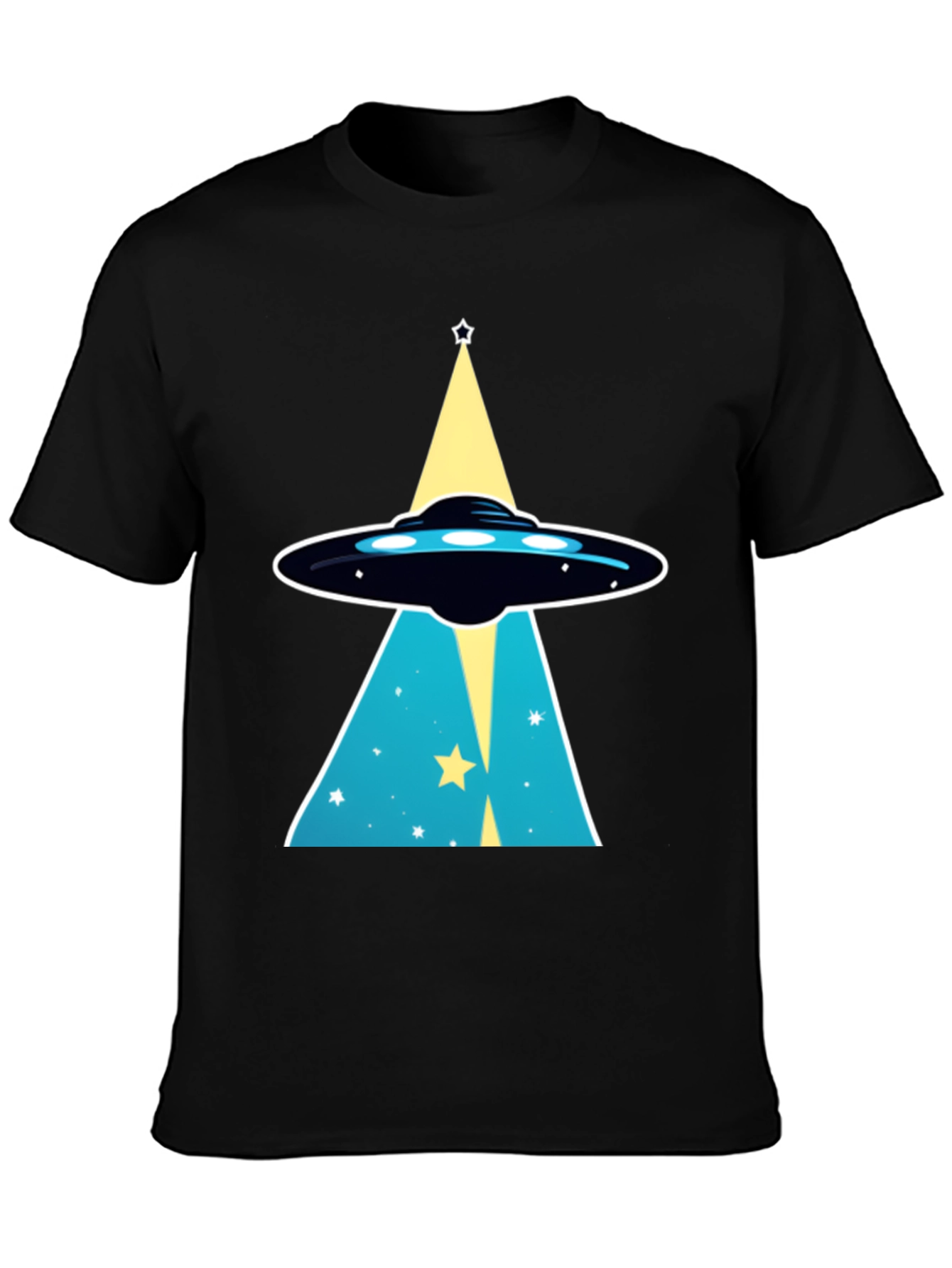 Black UFO Abduction Graphic T-Shirt view 3