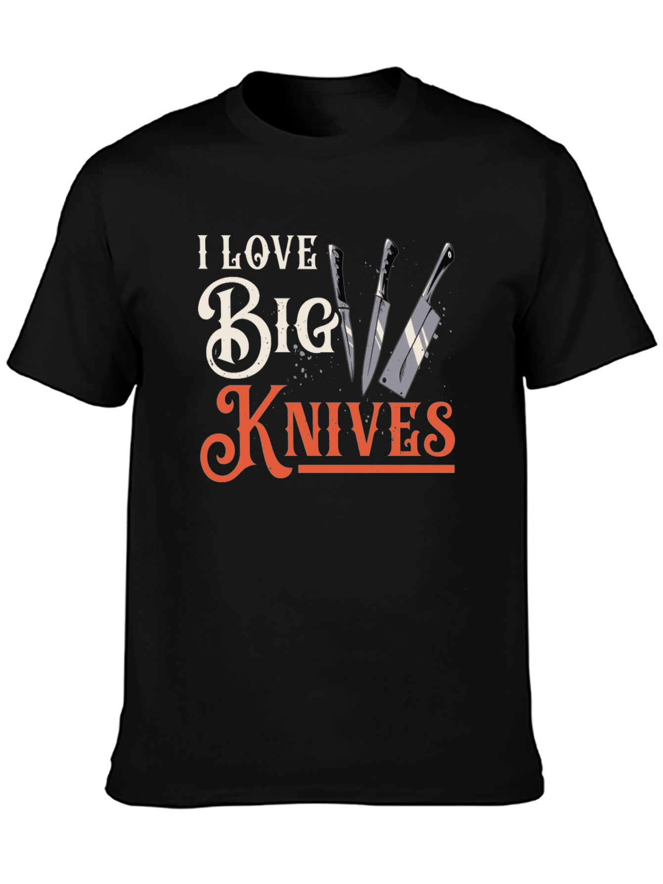 Black I Love Big Knives Graphic Tee - Chef T-Shirt view 3