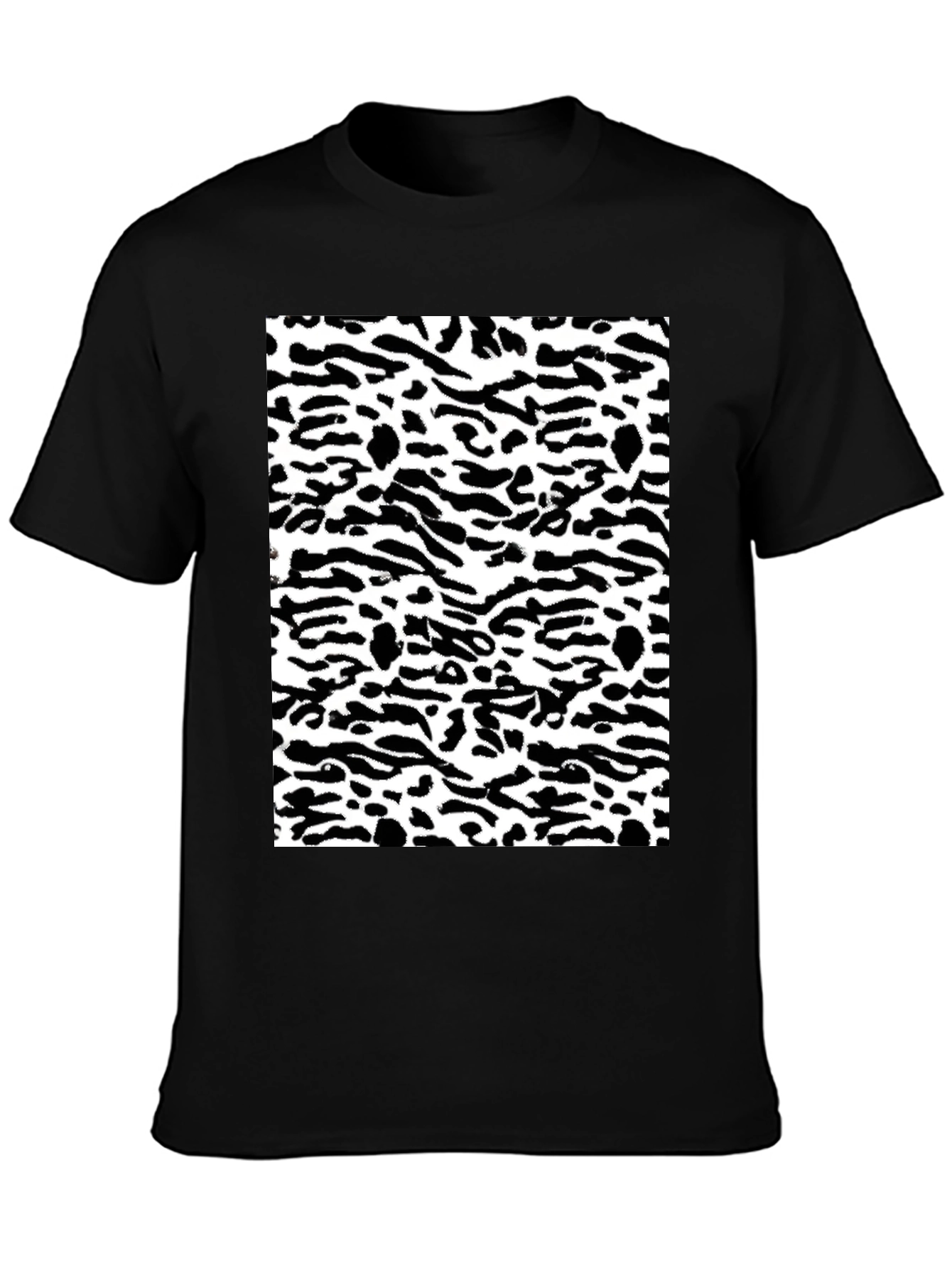 Black Black Tee with Abstract Animal Print view 3