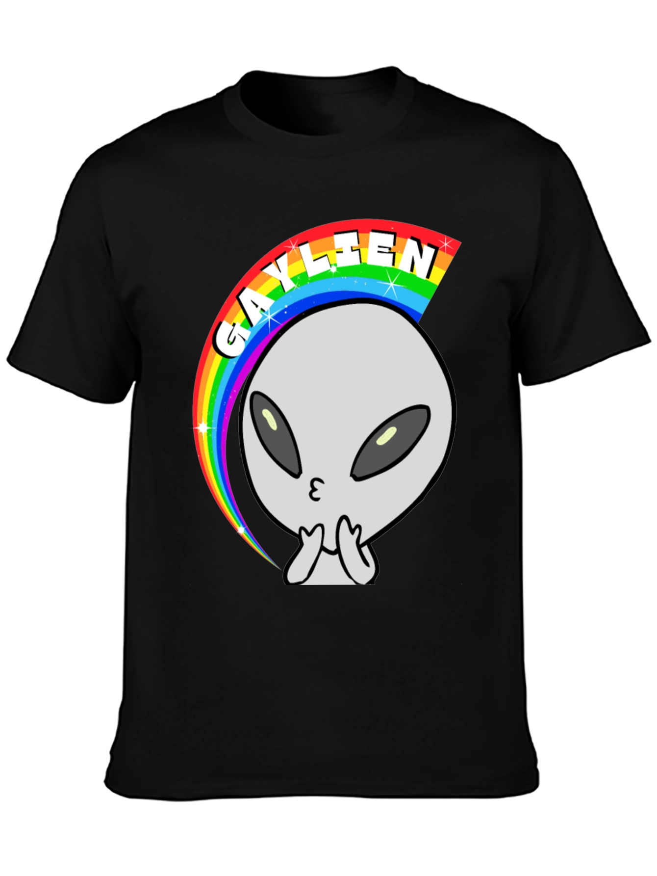Black Gaylien Rainbow T-Shirt - Black view 3